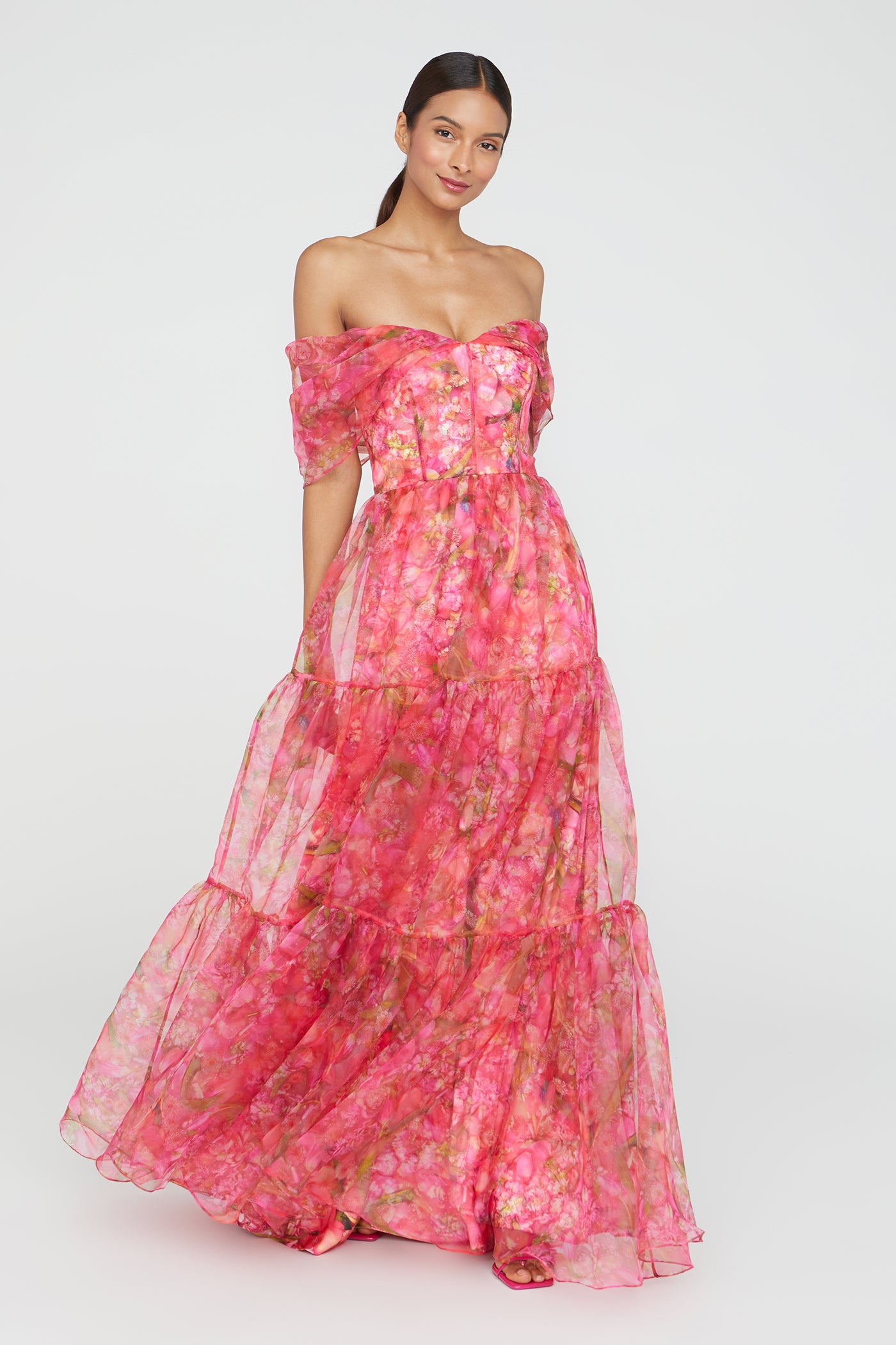 Tia Off Shoulder Organza Gown