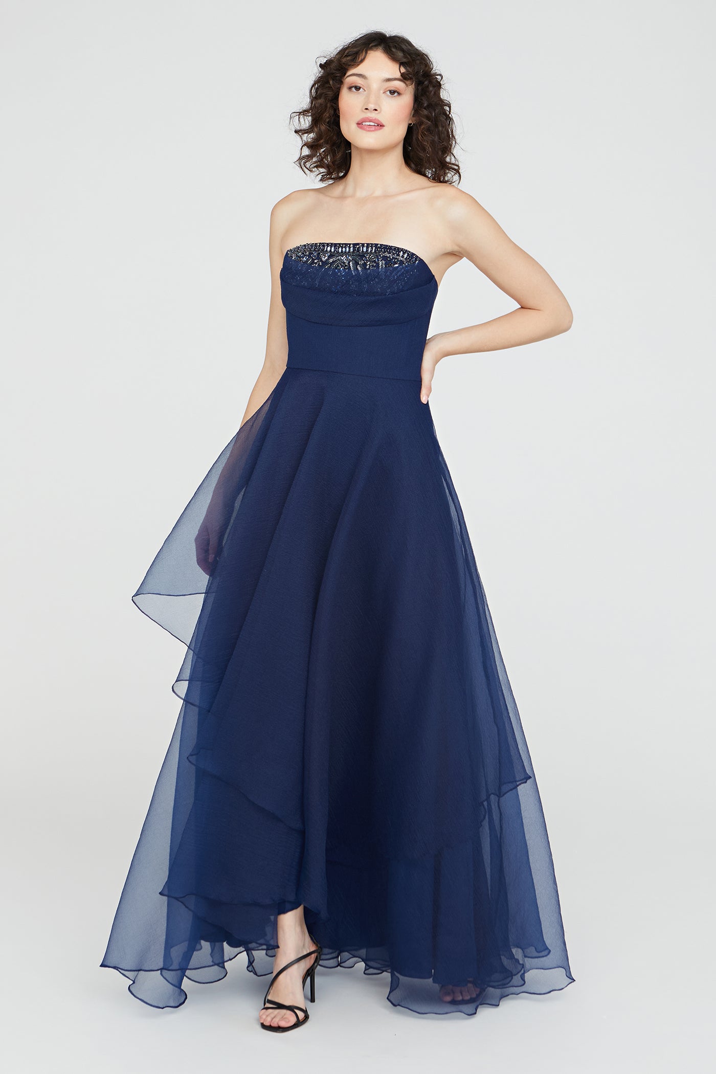 Aubrey Asymmetric Organza Gown