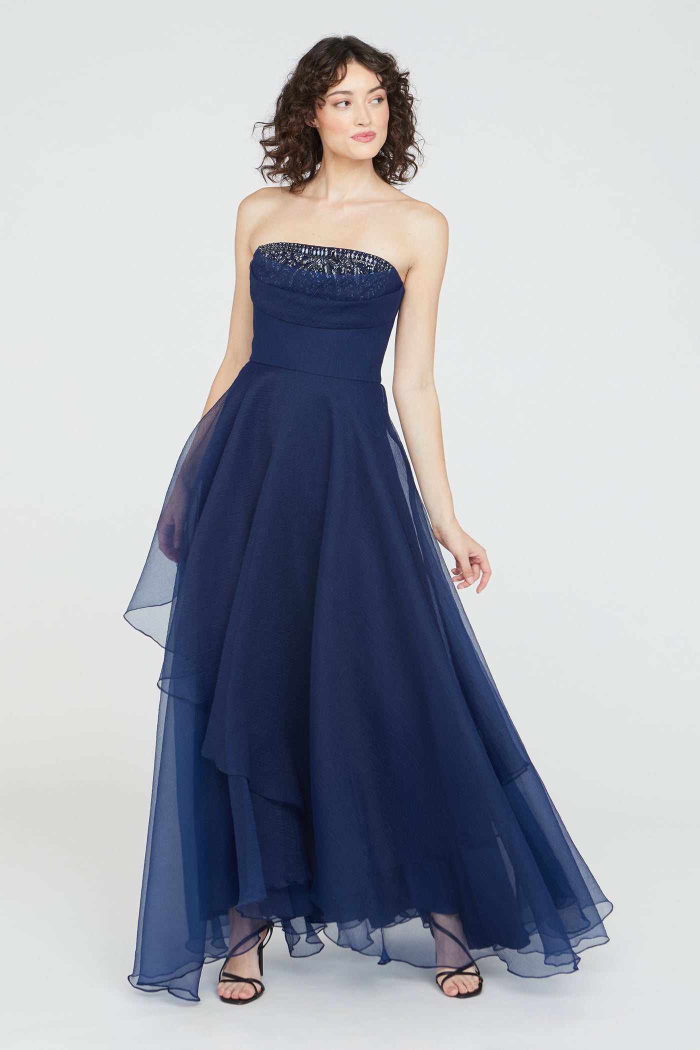 Aubrey Asymmetric Organza Gown