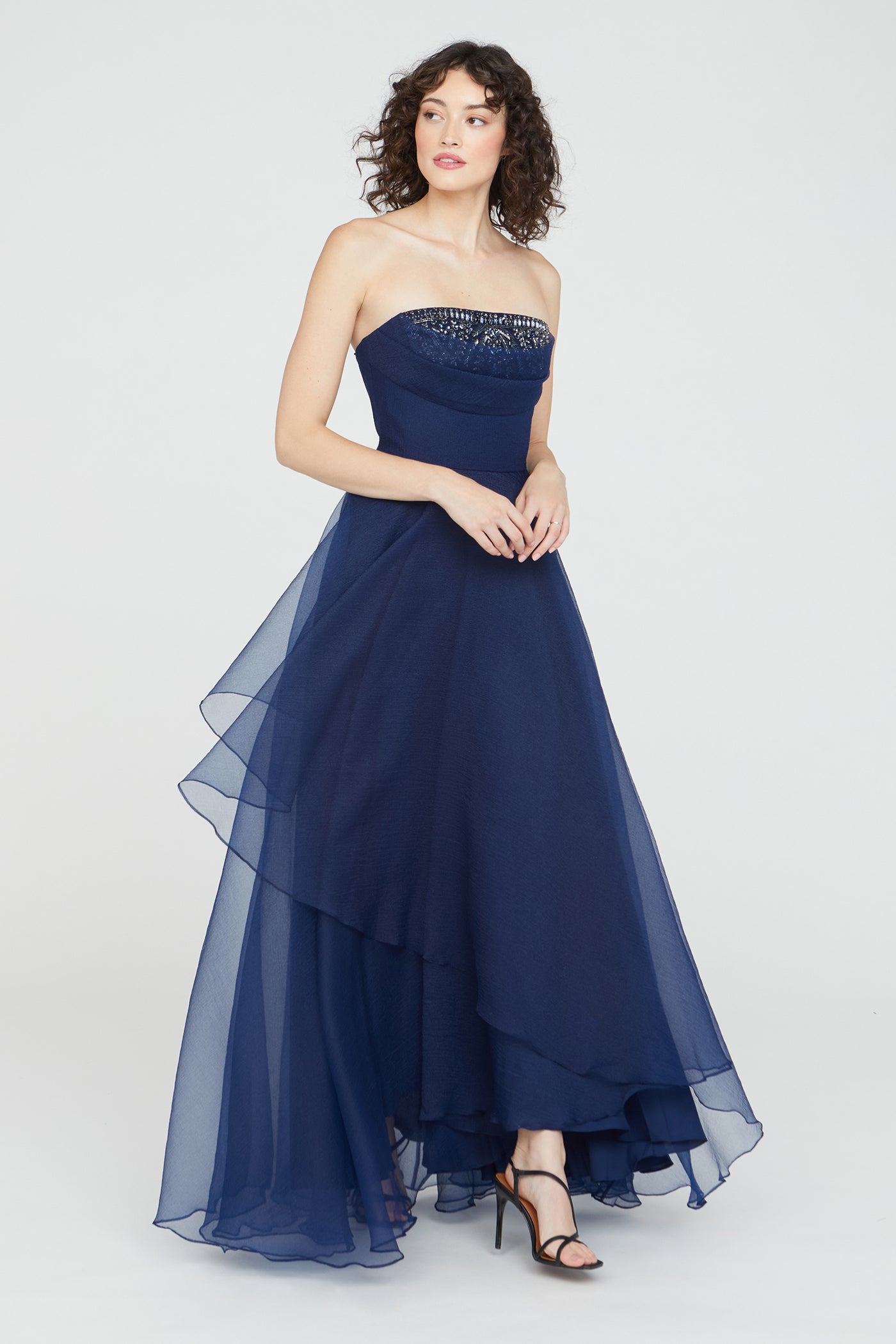 Aubrey Asymmetric Organza Gown