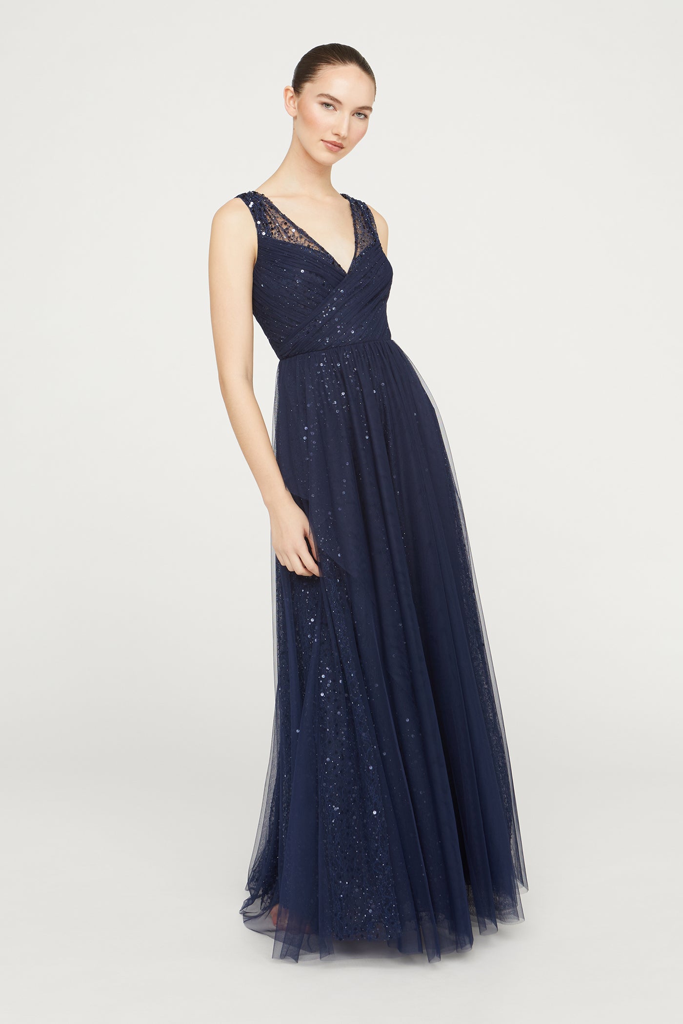 Kiana Beaded V Neck Gown