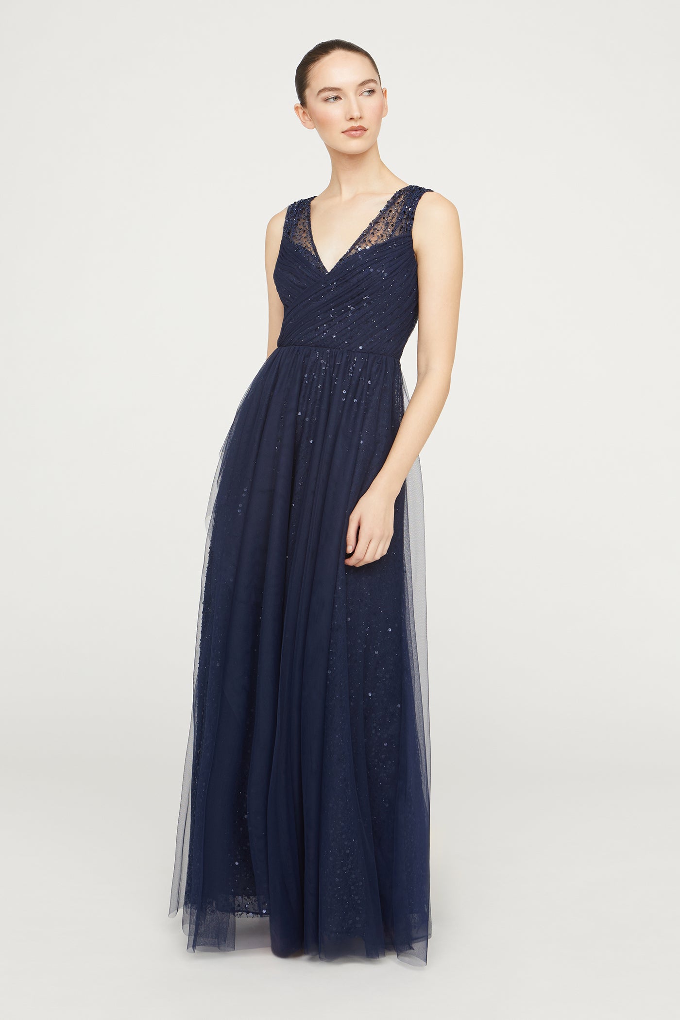 Kiana Beaded V Neck Gown