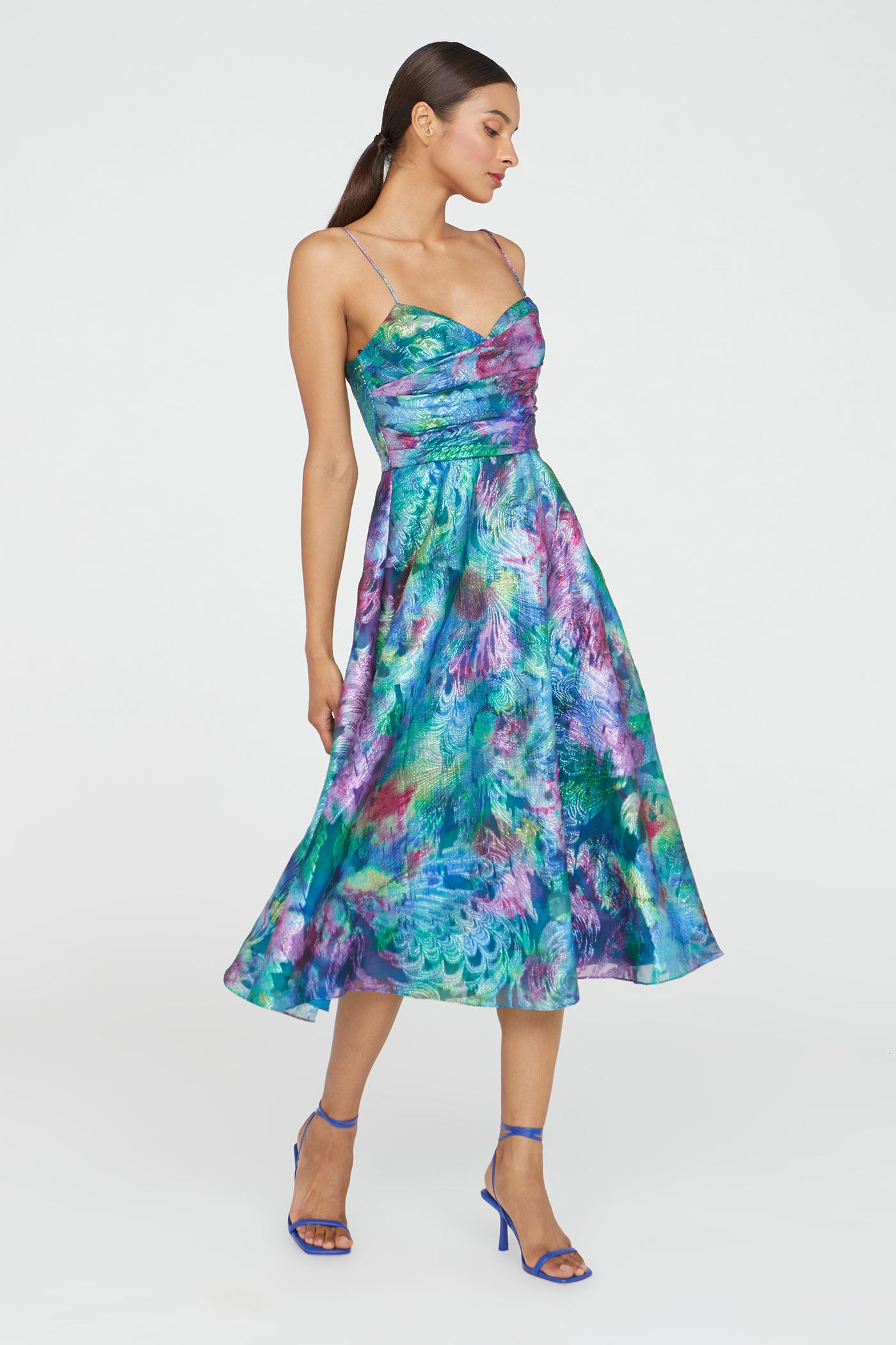 Allegra Draped Cocktail Dress 2 / Aquatic Blooms Allegra Draped Cocktail Dress 2 / Aquatic Blooms