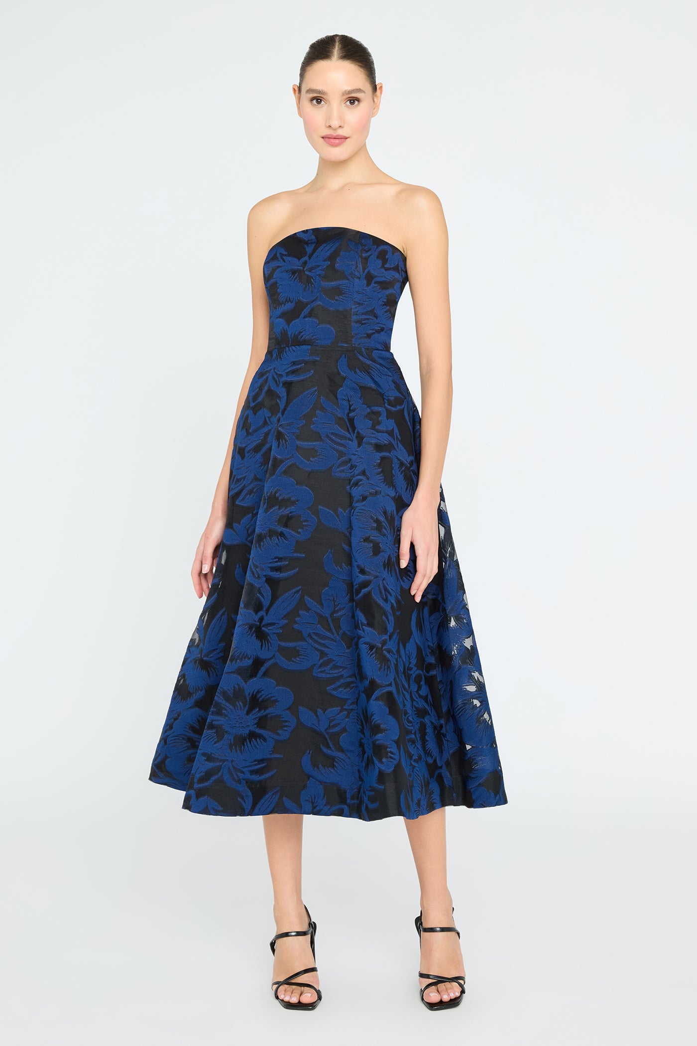 Laure Jacquard Midi Dress - 0 / Midnight Navy/ Black Laure Jacquard Midi Dress - 0 / Midnight Navy/ Black
