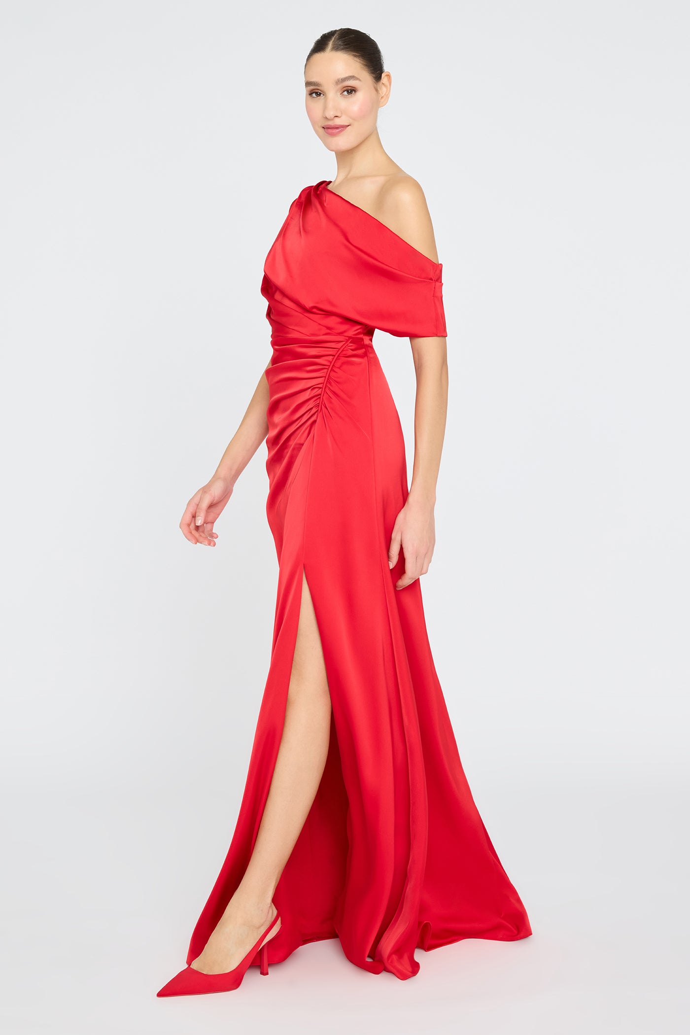 kacy ruched dress TWEEN KANNON ONE SHOULDER RUCHED DRESS KatieJNYC