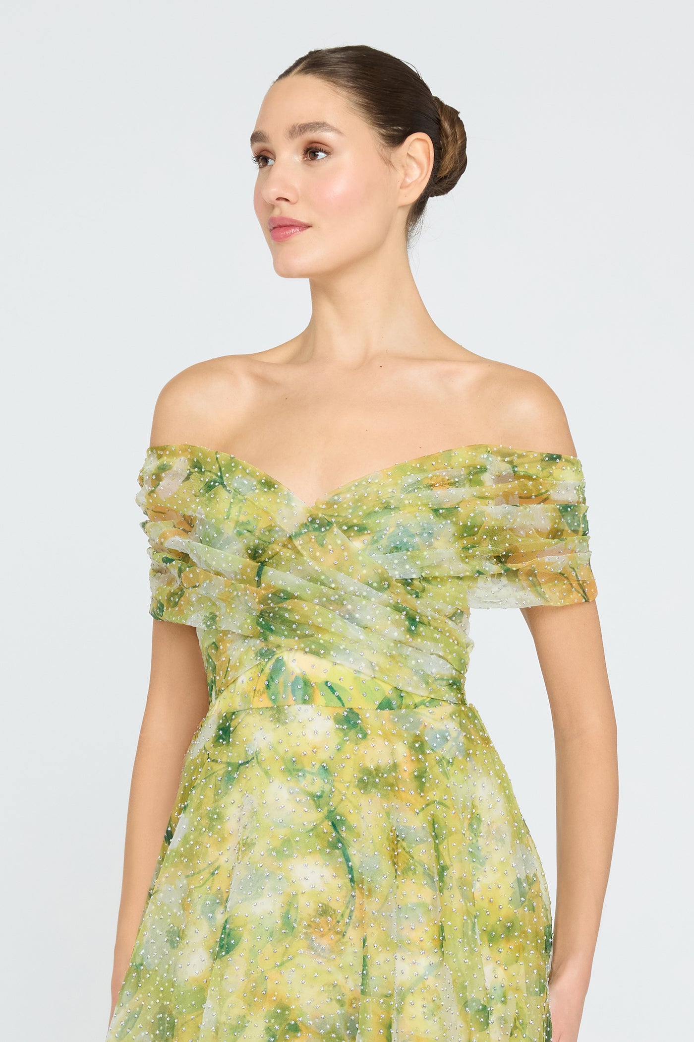 theia off the shoulder dress Andrina Lace Off Shoulder Gown