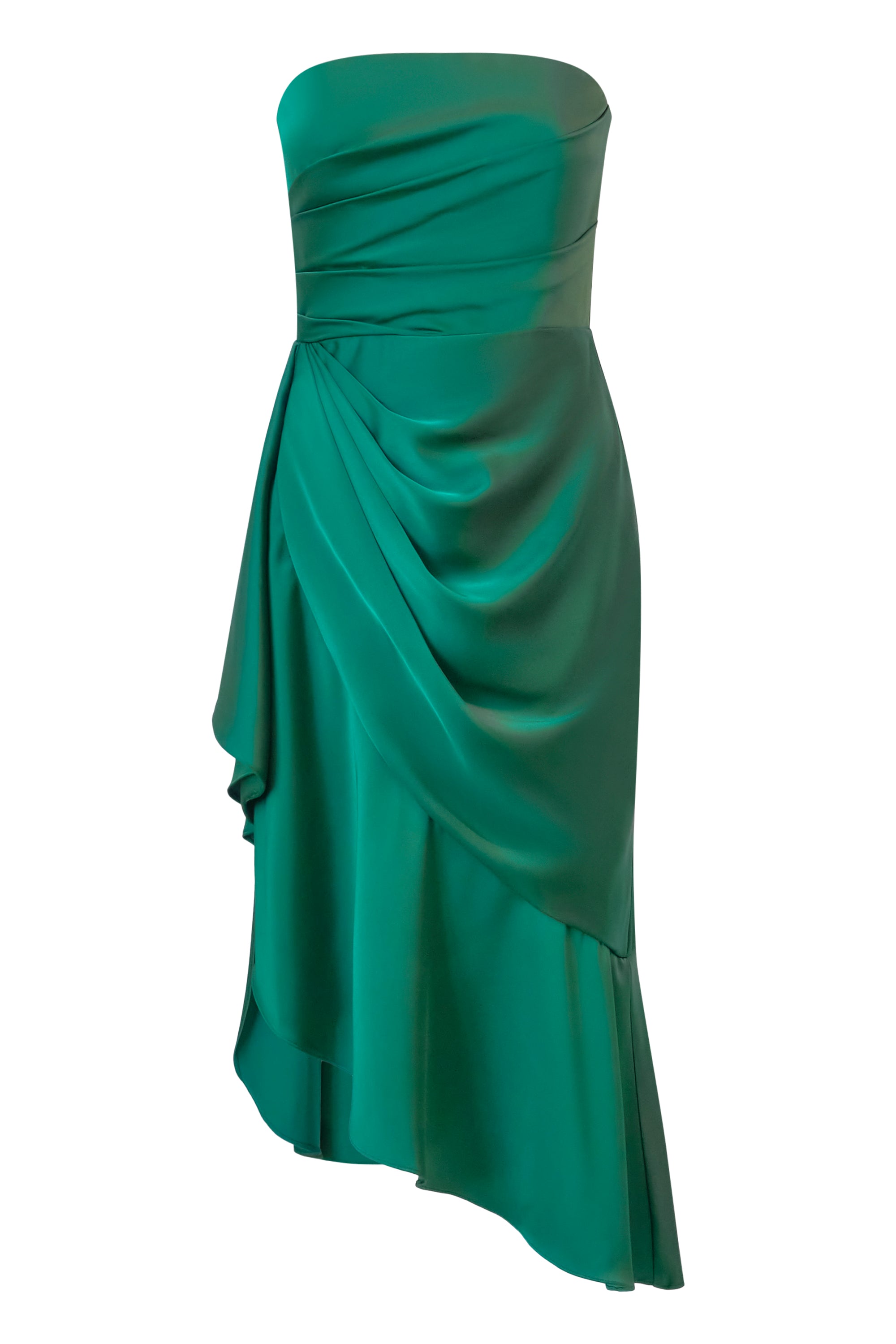 green emerald velvet dress Green 100% Cotton Strapless Midi Dress - All Dresses