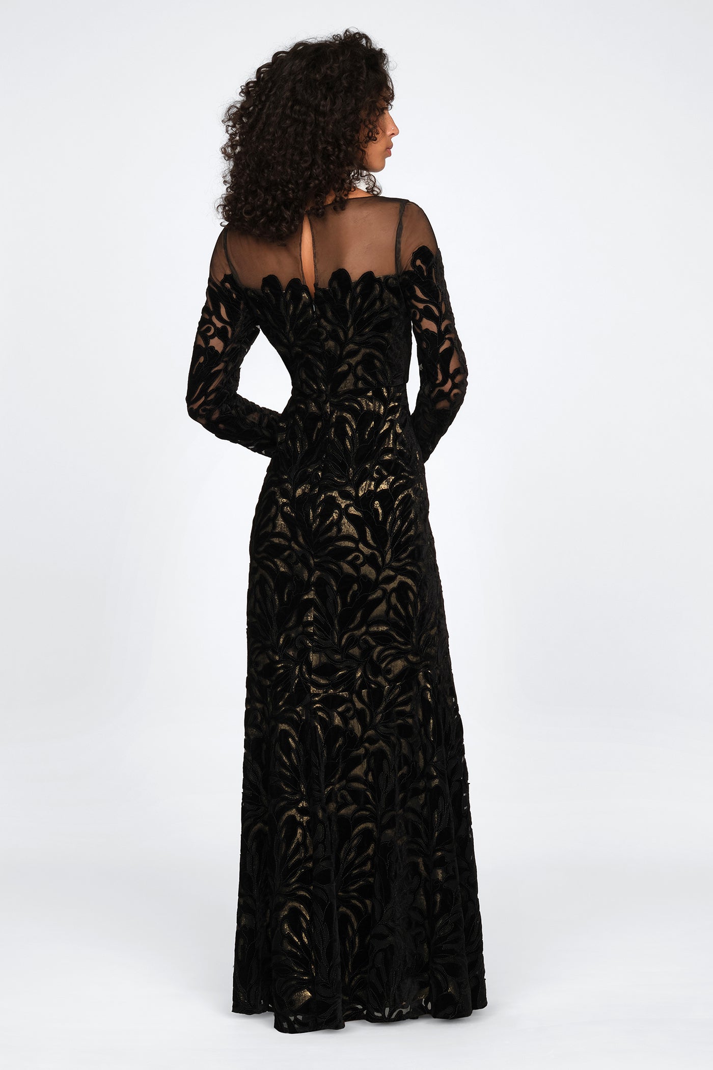 Gigi Velvet Lace Gown 4 / Black / Gold Gigi Velvet Lace Gown 4 / Black / Gold