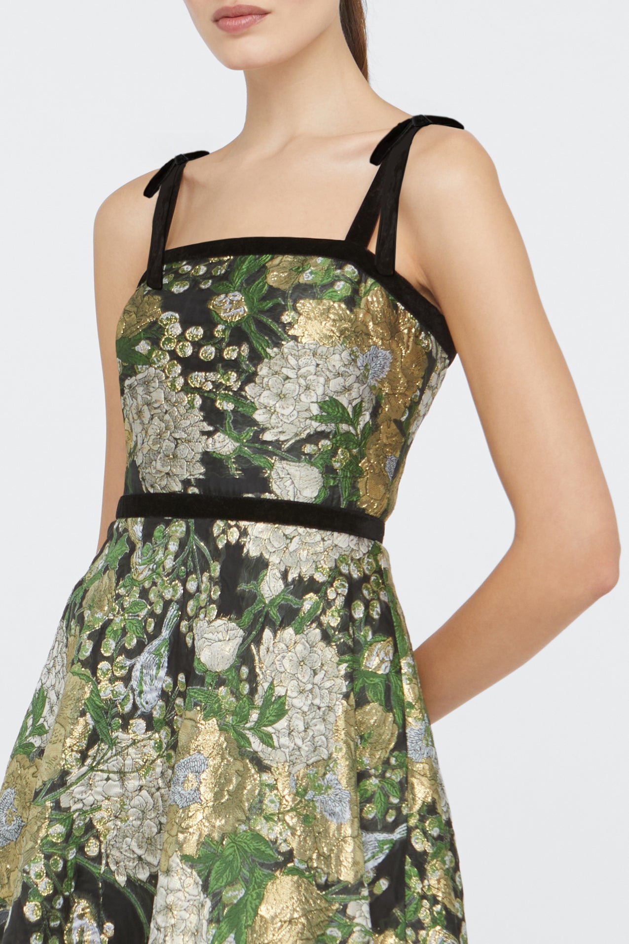Joni Velvet Bow Strap Dress THEIA Joni Velvet Bow Strap Dress THEIA