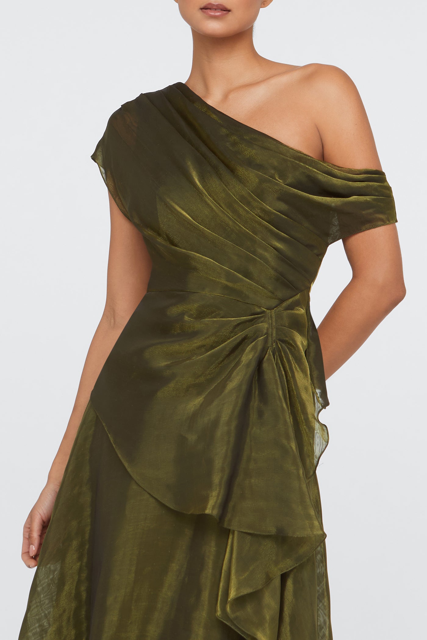 Avalina Organza Lame Gown 18 / Olive Gold