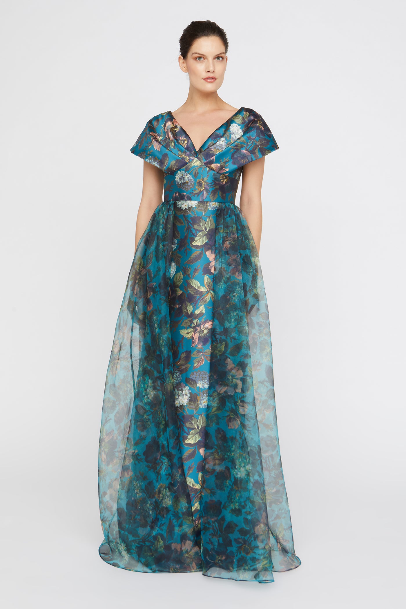 Azaria Draped V Neck Gown – THEIA