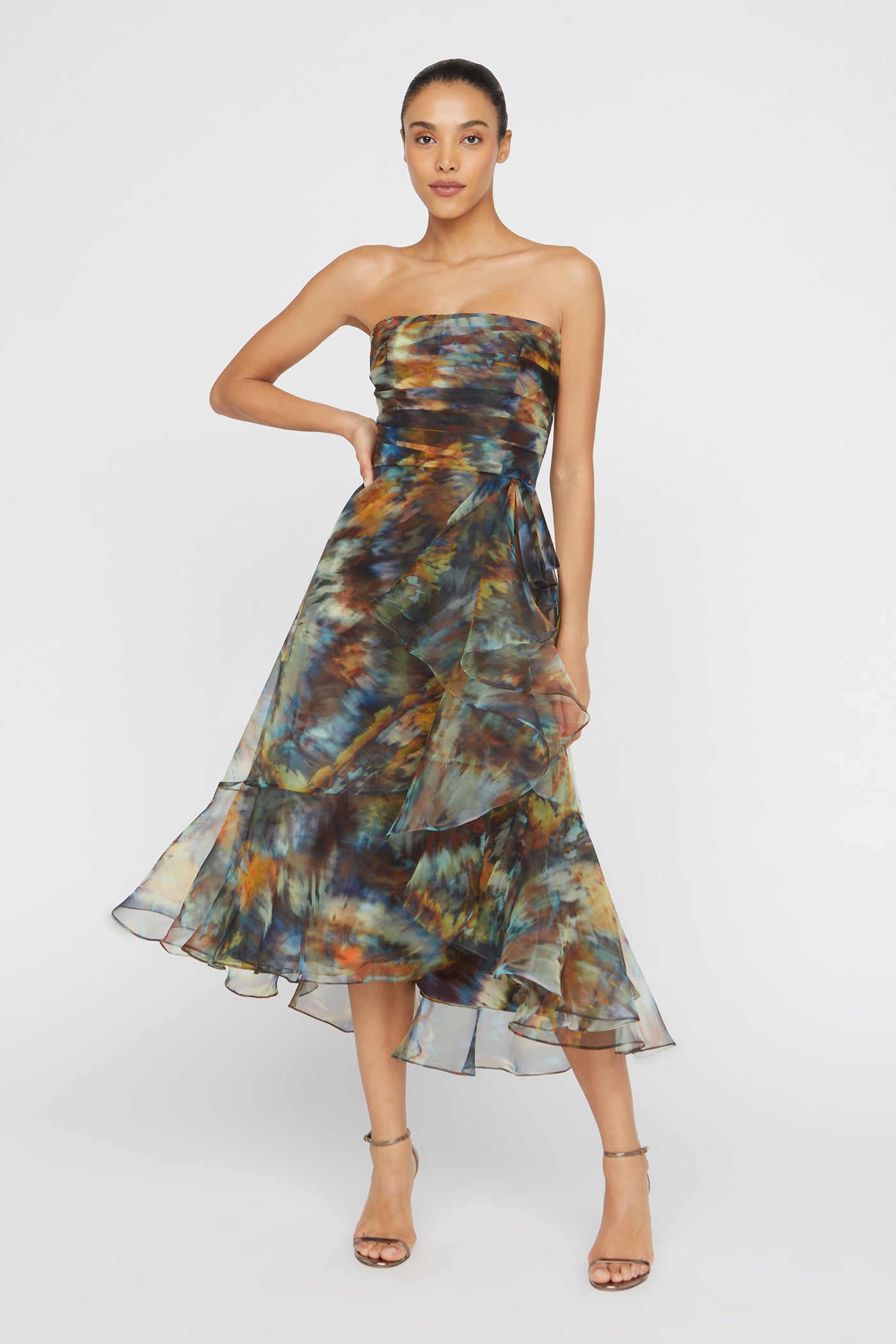 Evanthe Strapless Draped Dress – THEIA