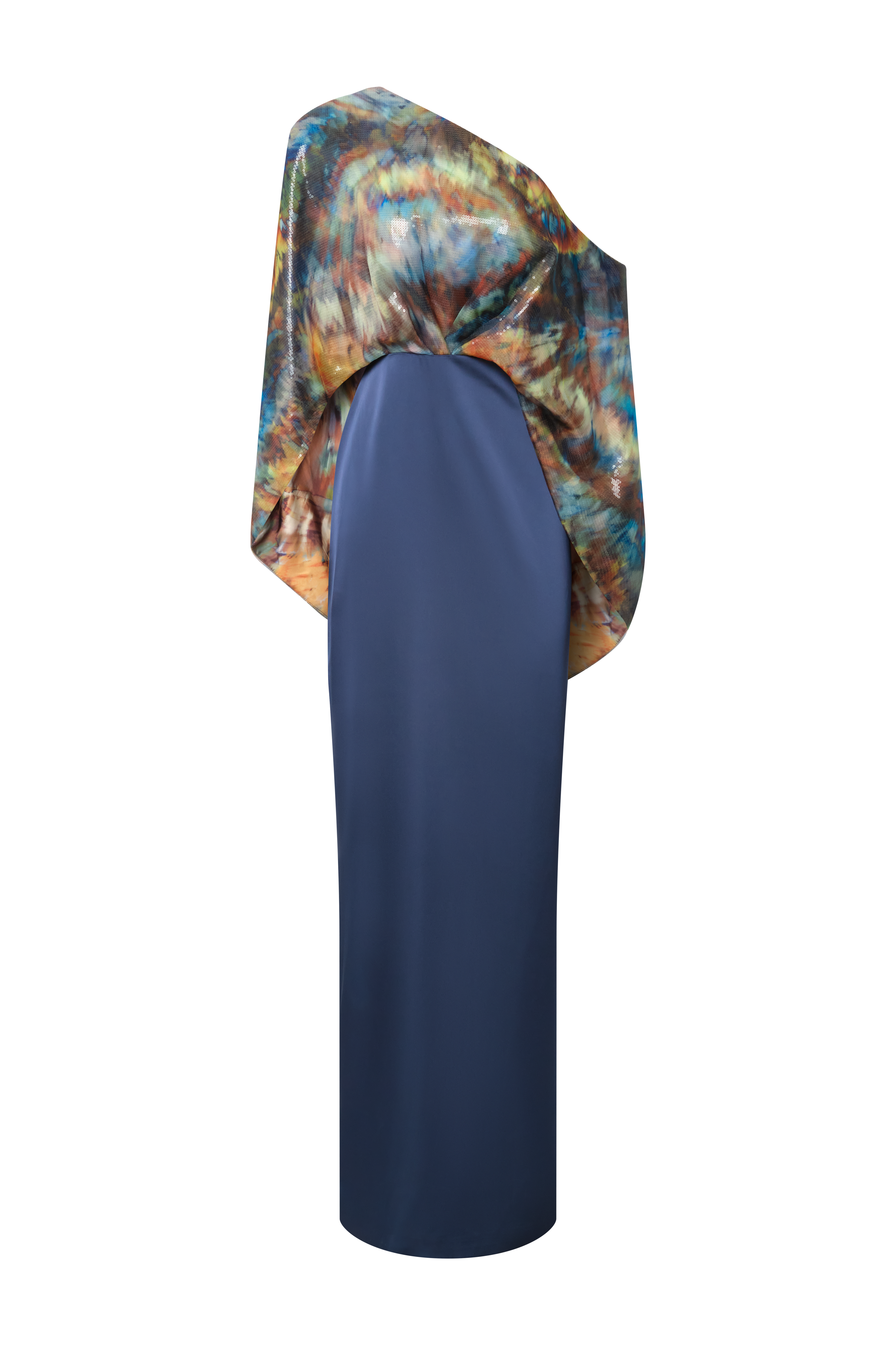 Gisette One Shoulder Cape Gown