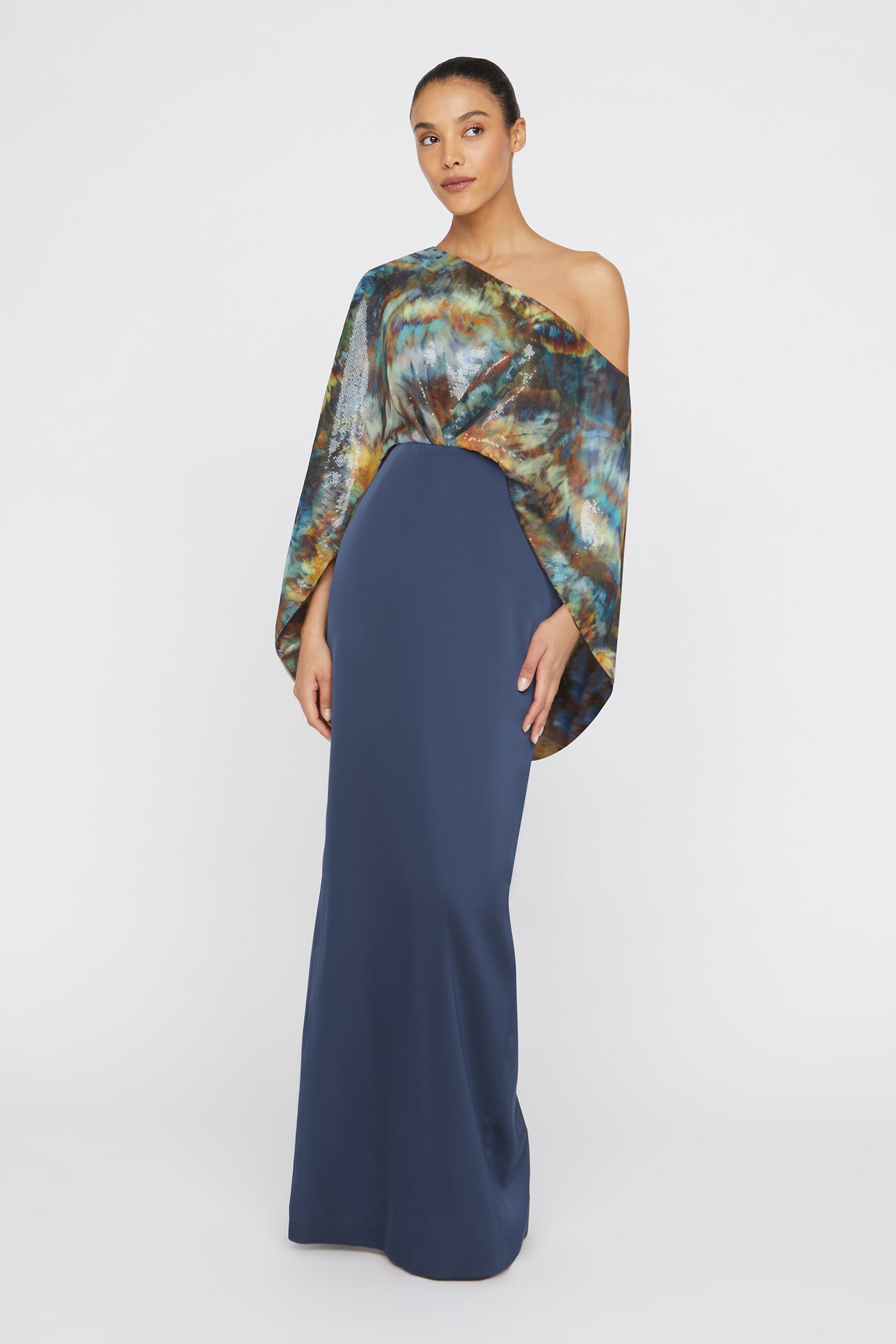 Gisette One Shoulder Cape Gown 8 / Metamorphosis