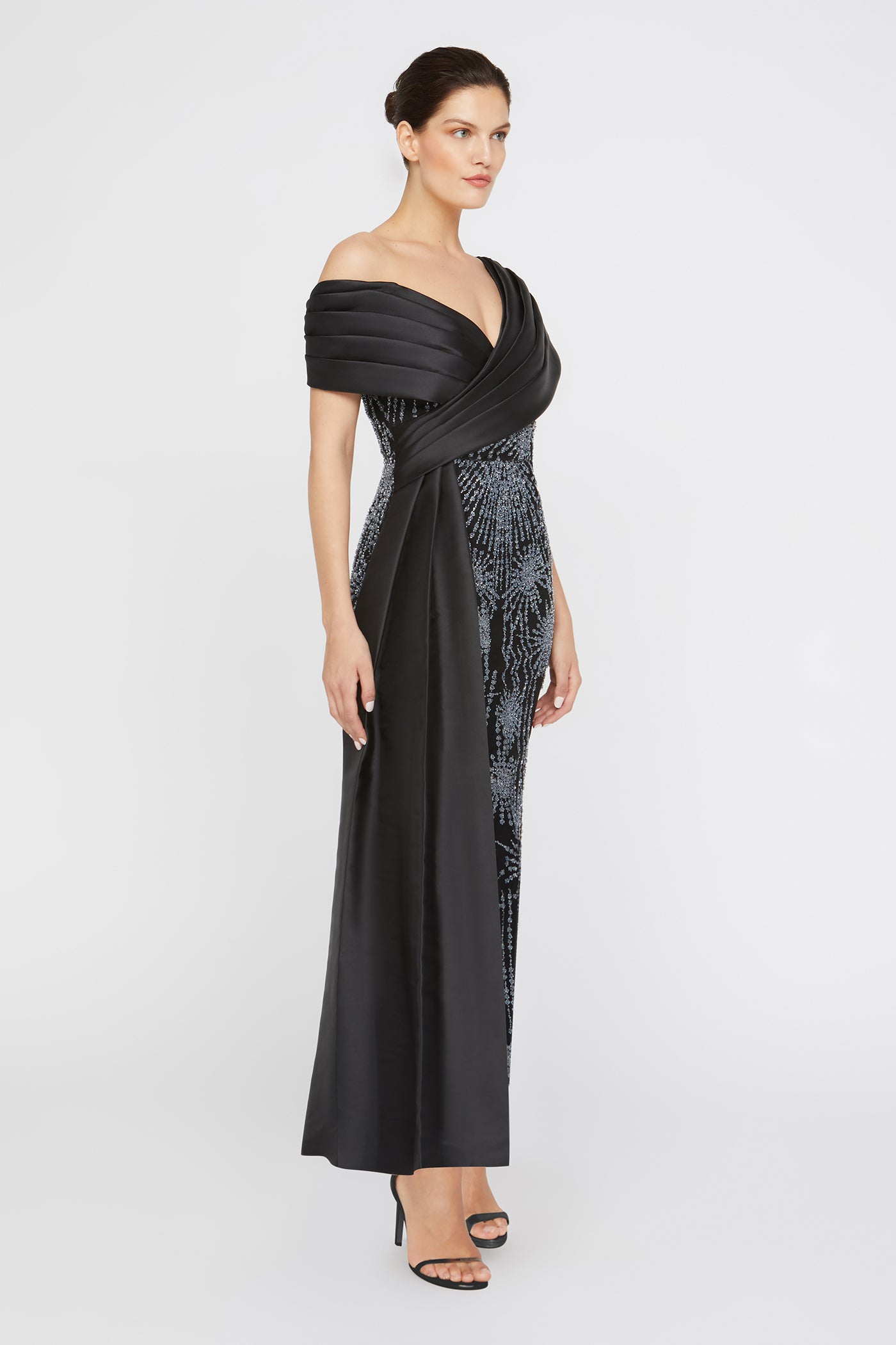 Kelly Beaded Column Dress 16 / Black / Silver