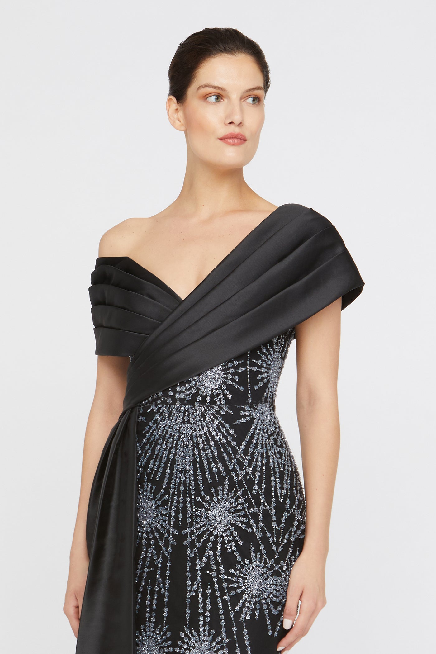 Theia Women's Kelly Beaded Column Midi-Dress - Black Silver