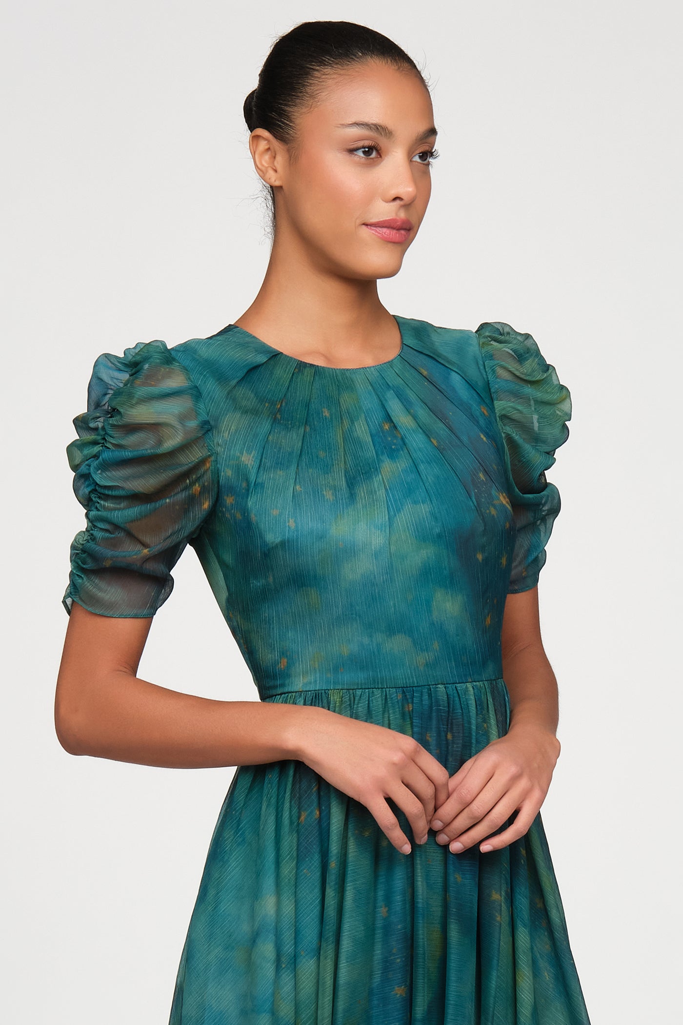 carmen midi dress Theia Carmen Short Sleeve Dress - Stargazer