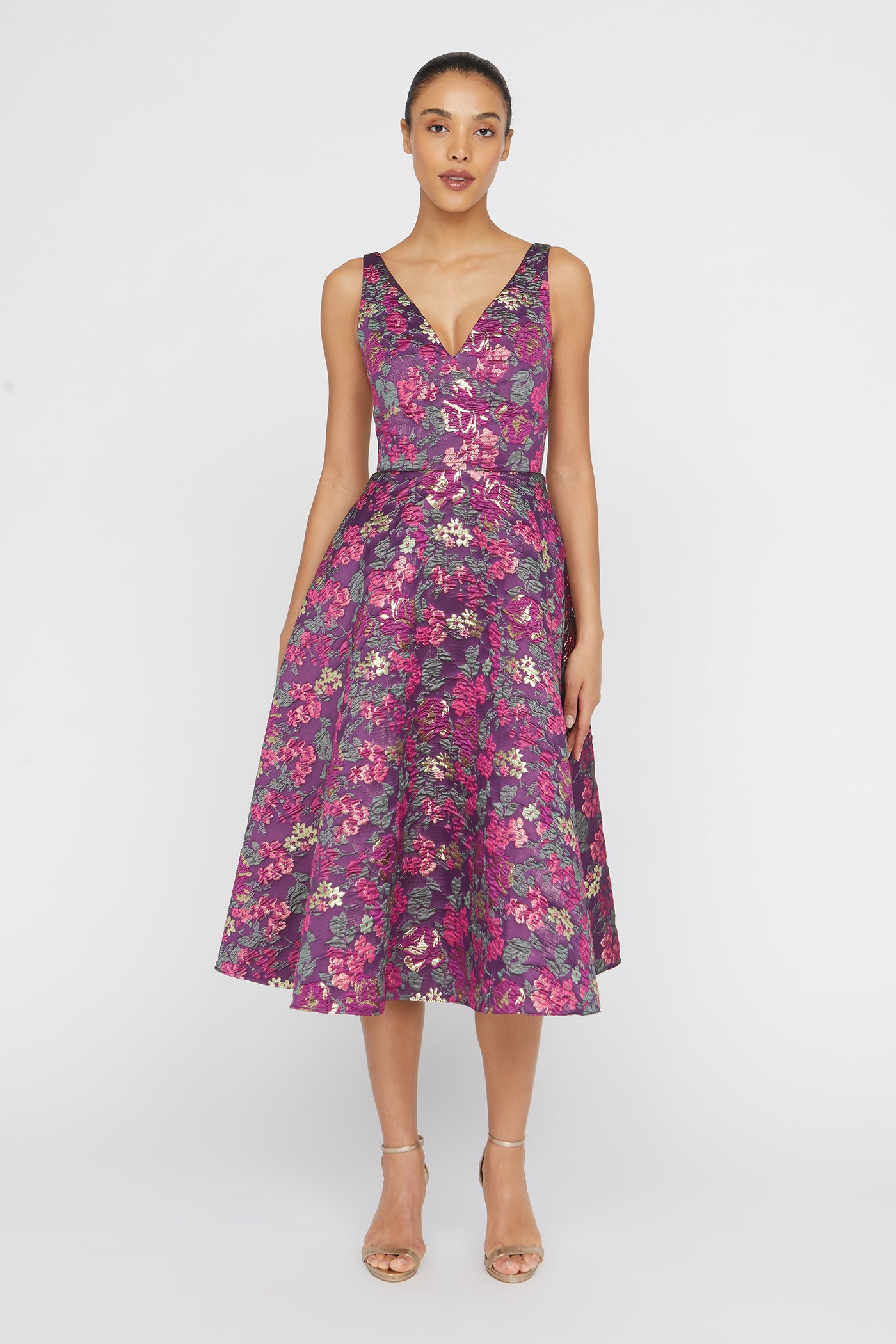 ワンピース Classic Floral Jacquard Dress Adrianna Papell Women's Floral Jacquard Midi Dress - Macy's