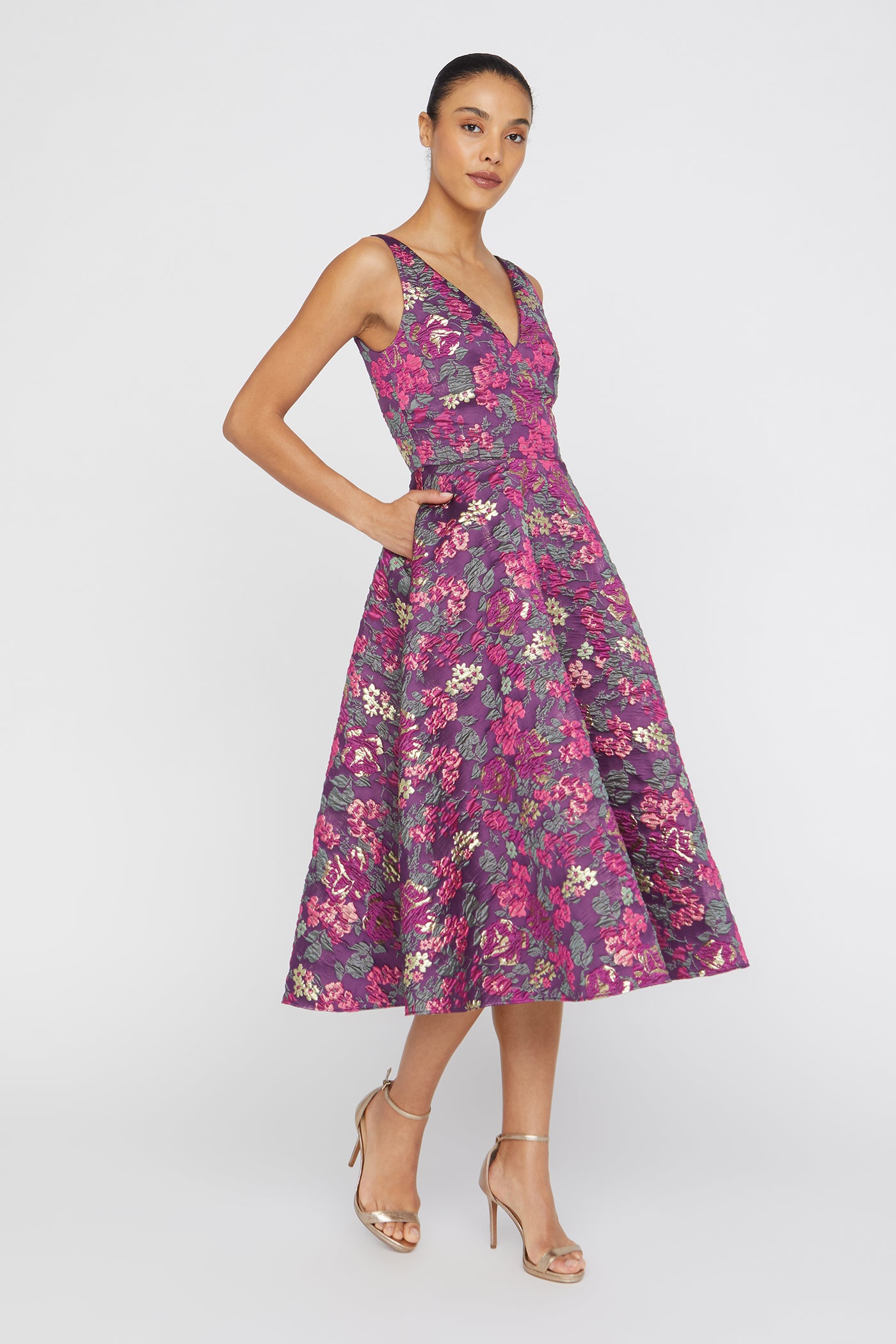 Pia Jacquard Tea Length Dress