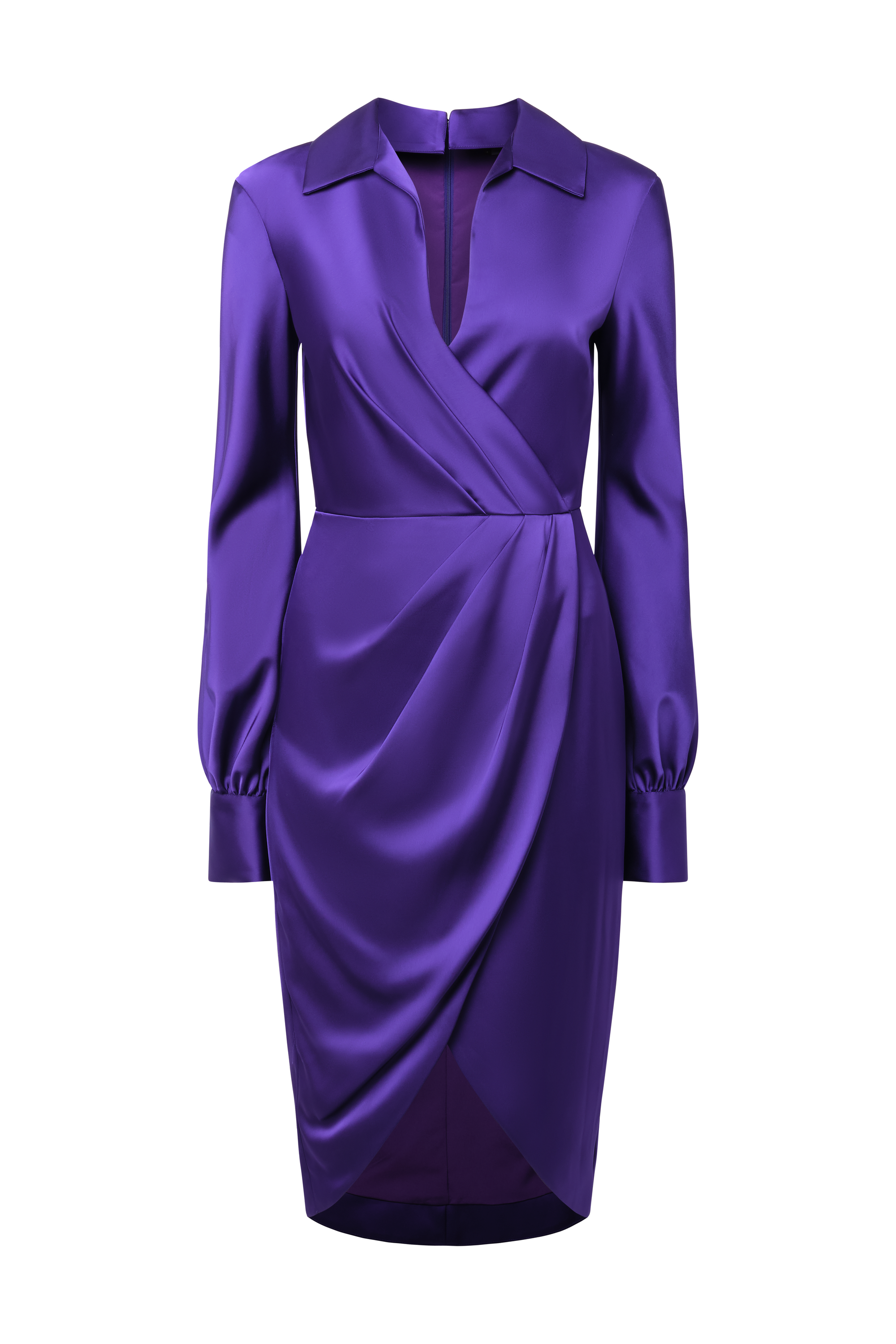 satin wrap shirt dress Steph Shirt Wrap Dress 8 / Empress Violet