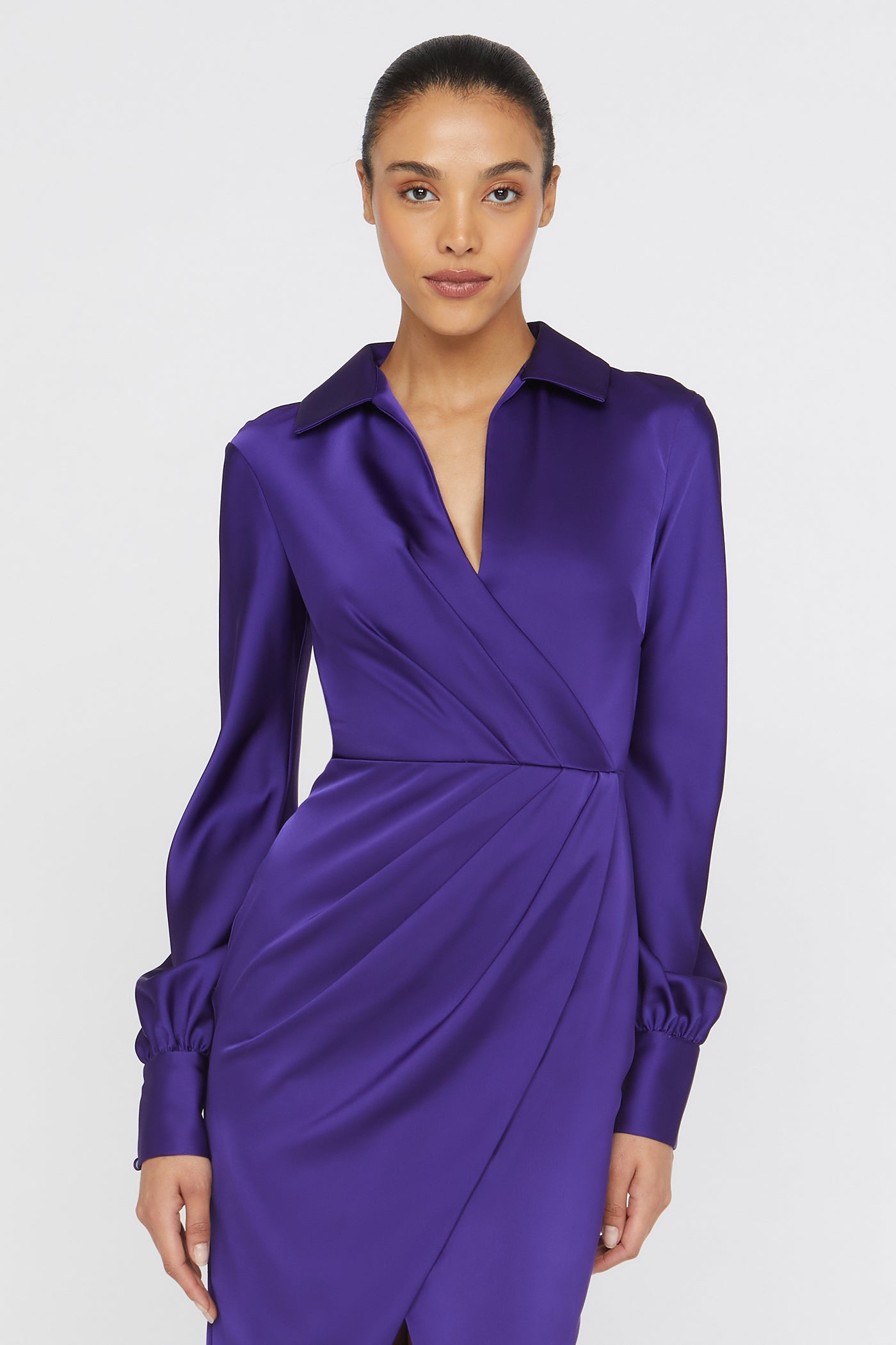 silk satin wrap dress Steph Shirt Wrap Dress 8 / Empress Violet