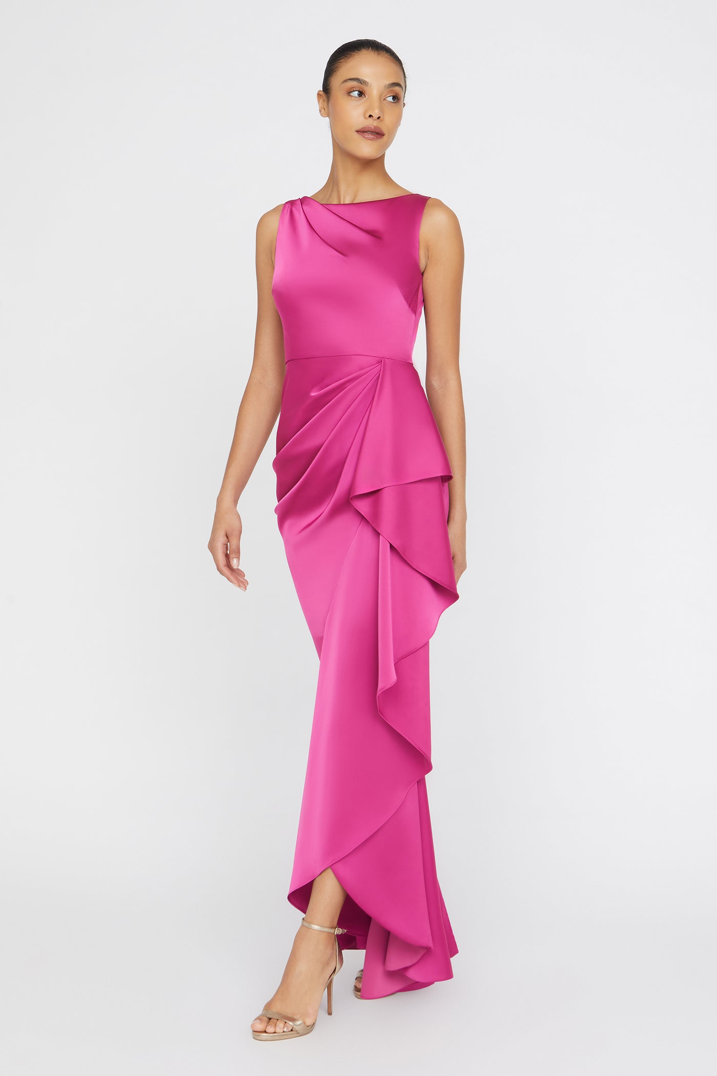 Theia Women's Harper Satin Draped Gown - Shadow Rose