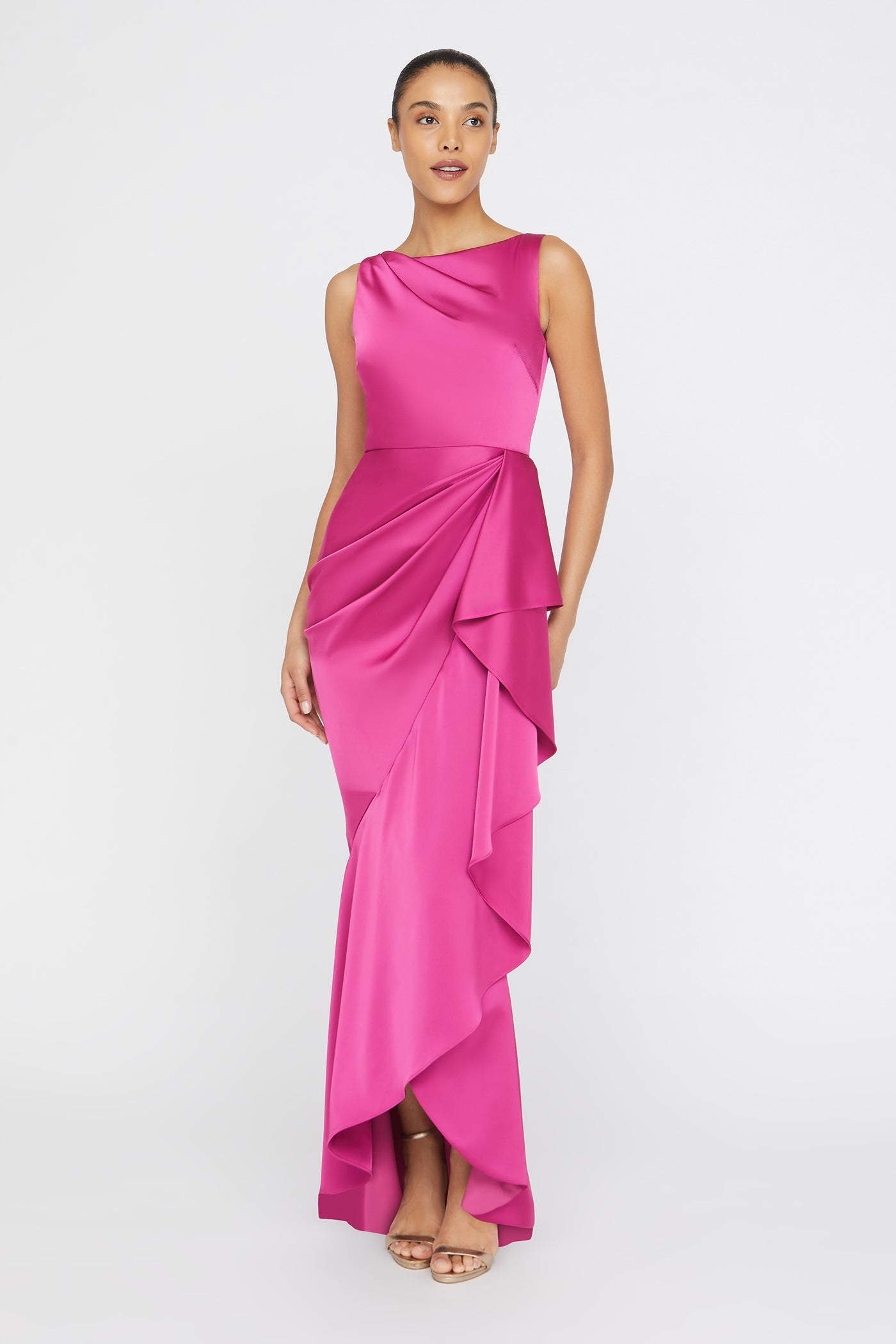 Theia Women's Harper Satin Draped Gown - Shadow Rose