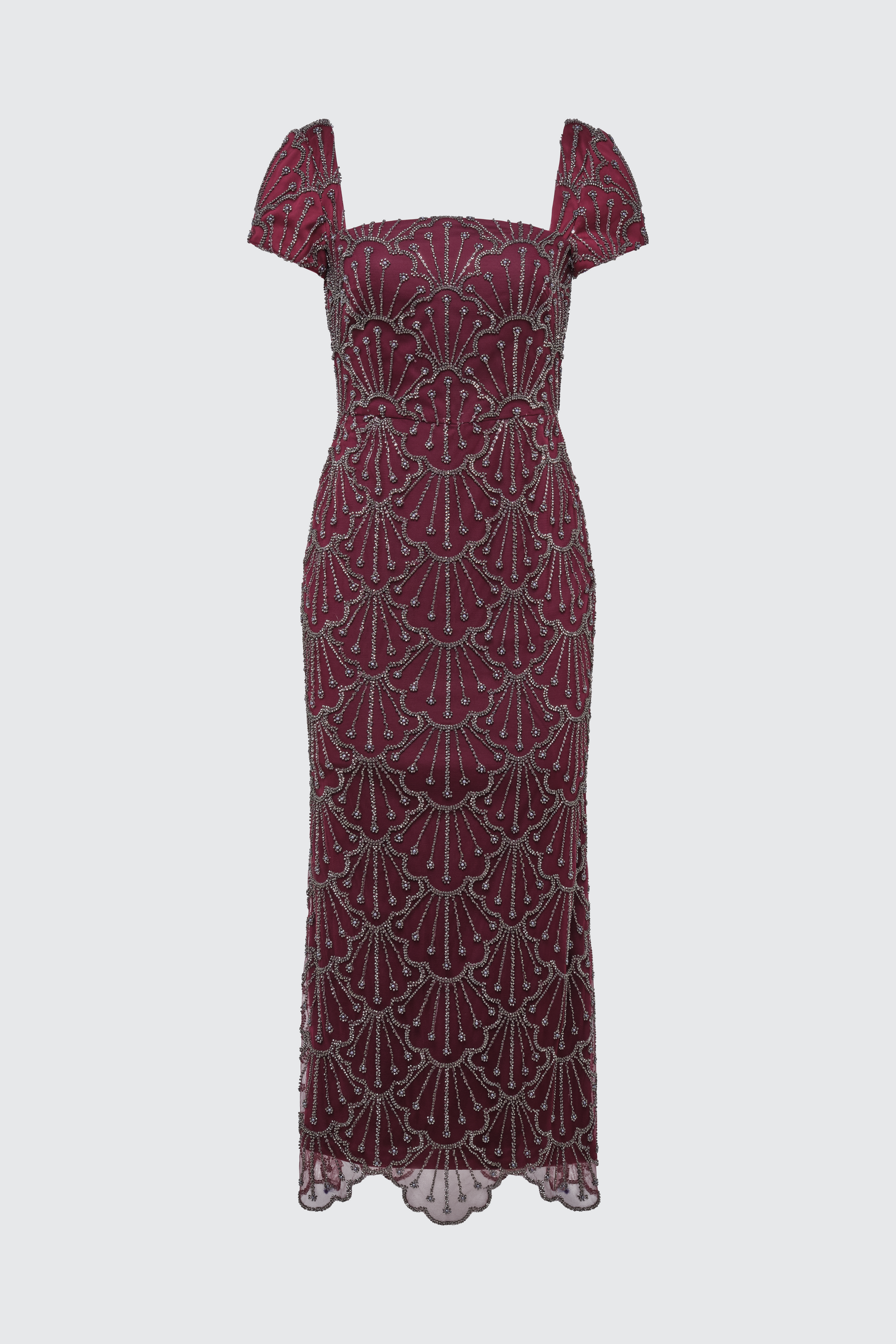Serena Beaded Cocktail Dress 14 / Oxblood Serena Beaded Cocktail Dress 14 / Oxblood