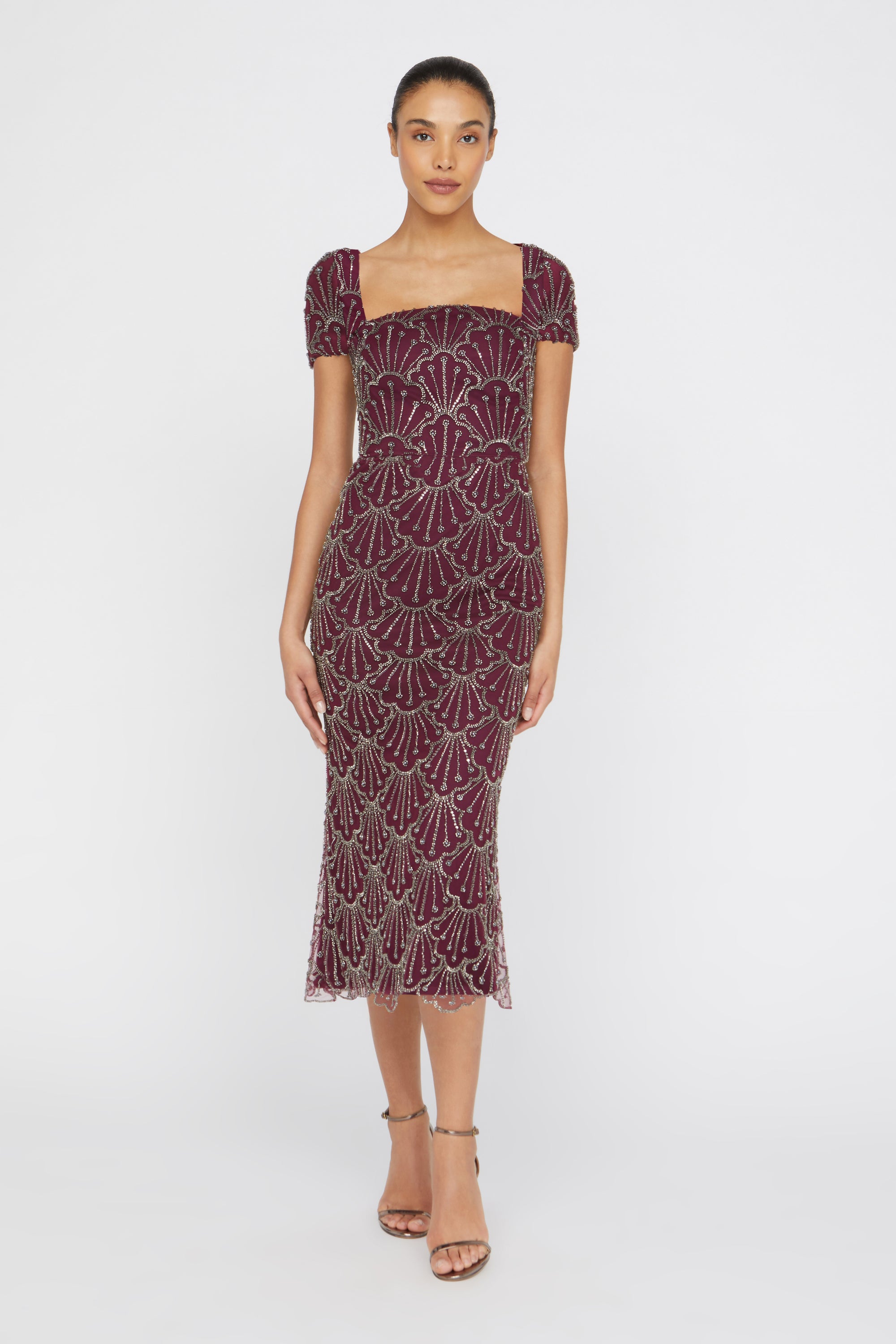 Serena Beaded Cocktail Dress 14 / Oxblood Serena Beaded Cocktail Dress 14 / Oxblood