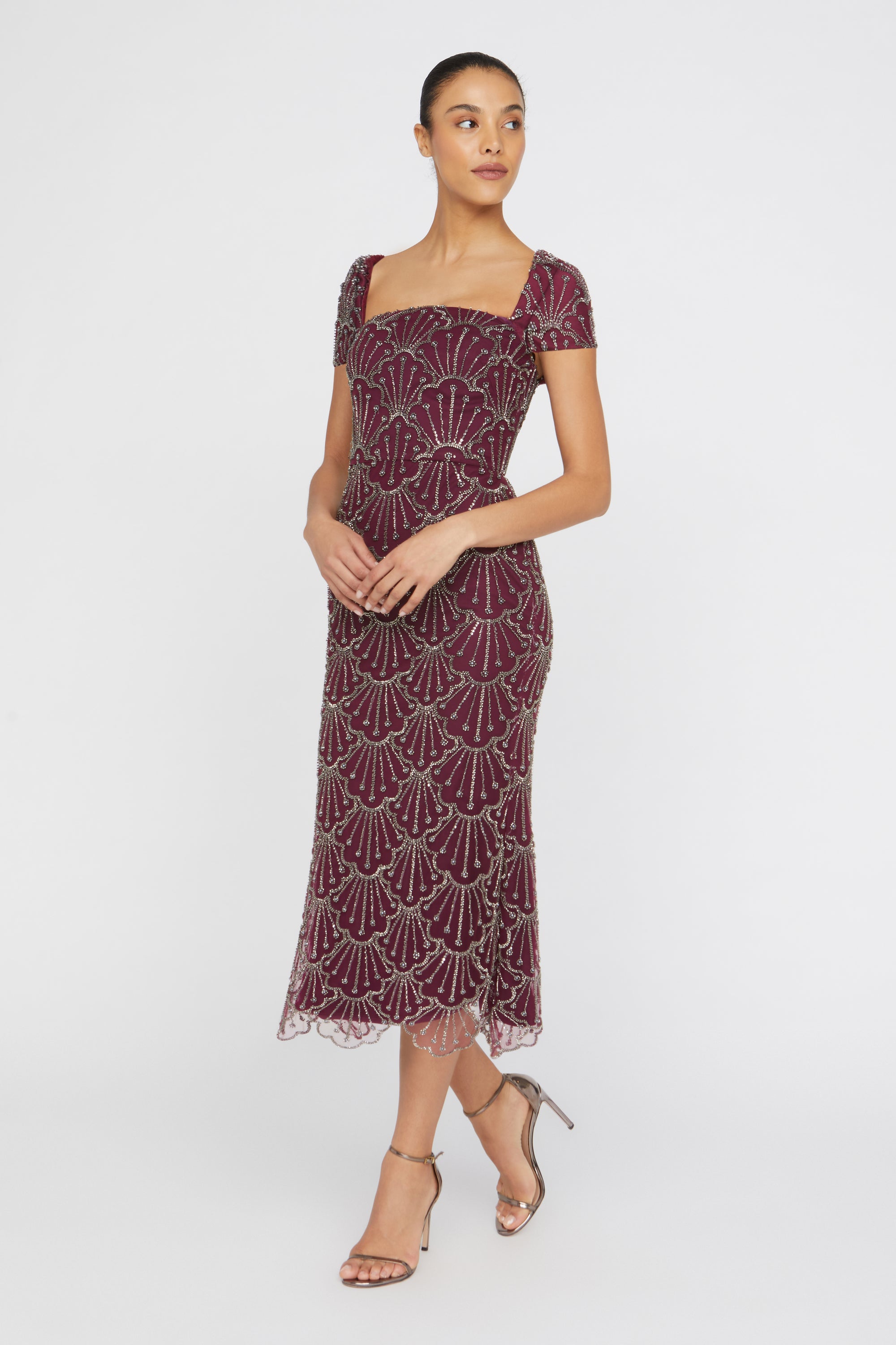 Theia Women's Serena Beaded Cocktail Dress - Oxblood - Size 14 Theia Women's Serena Beaded Cocktail Dress - Oxblood - Size 14