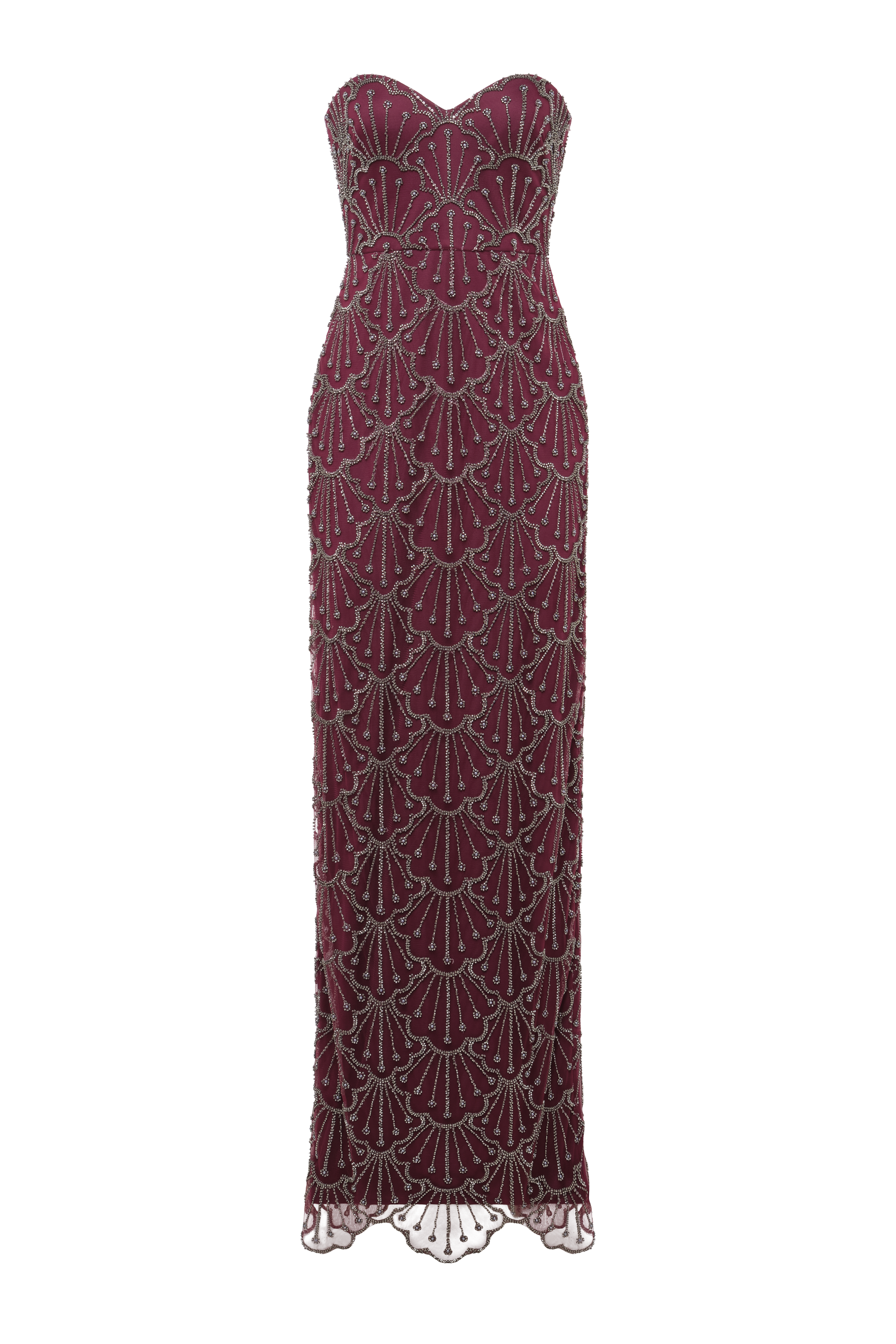 Theia Women's Tessa Strapless Beaded Column Gown - Oxblood - Size 14 Theia Women's Tessa Strapless Beaded Column Gown - Oxblood - Size 14
