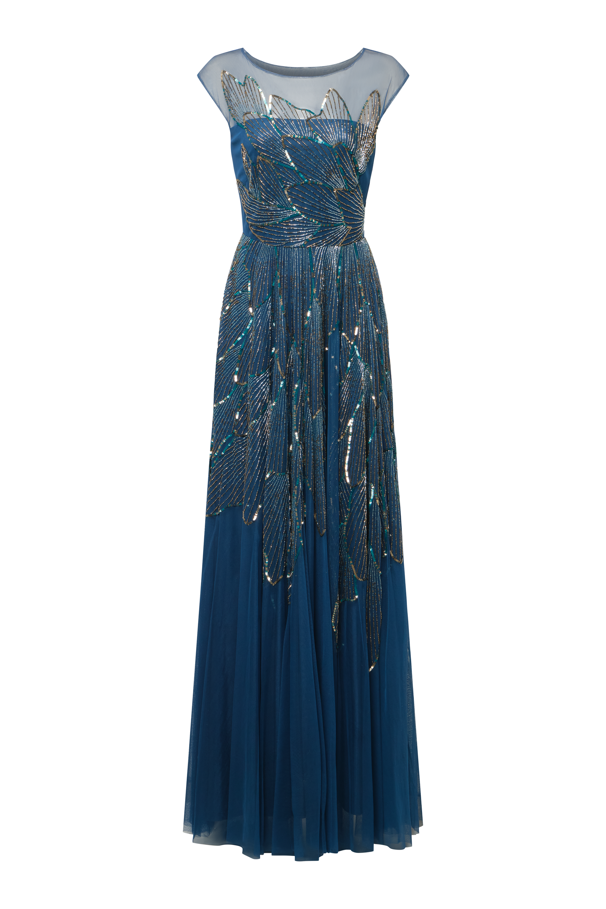 Ava Beaded Cap Sleeve Gown THEIA Ava Beaded Cap Sleeve Gown THEIA