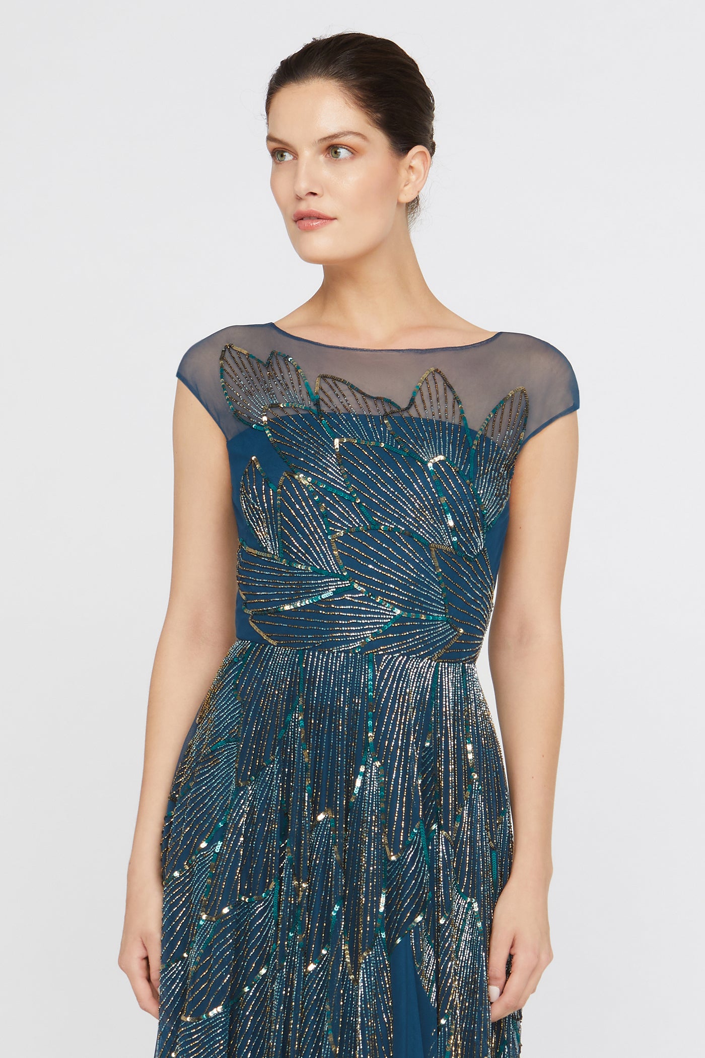 Ava Beaded Cap Sleeve Gown – THEIA