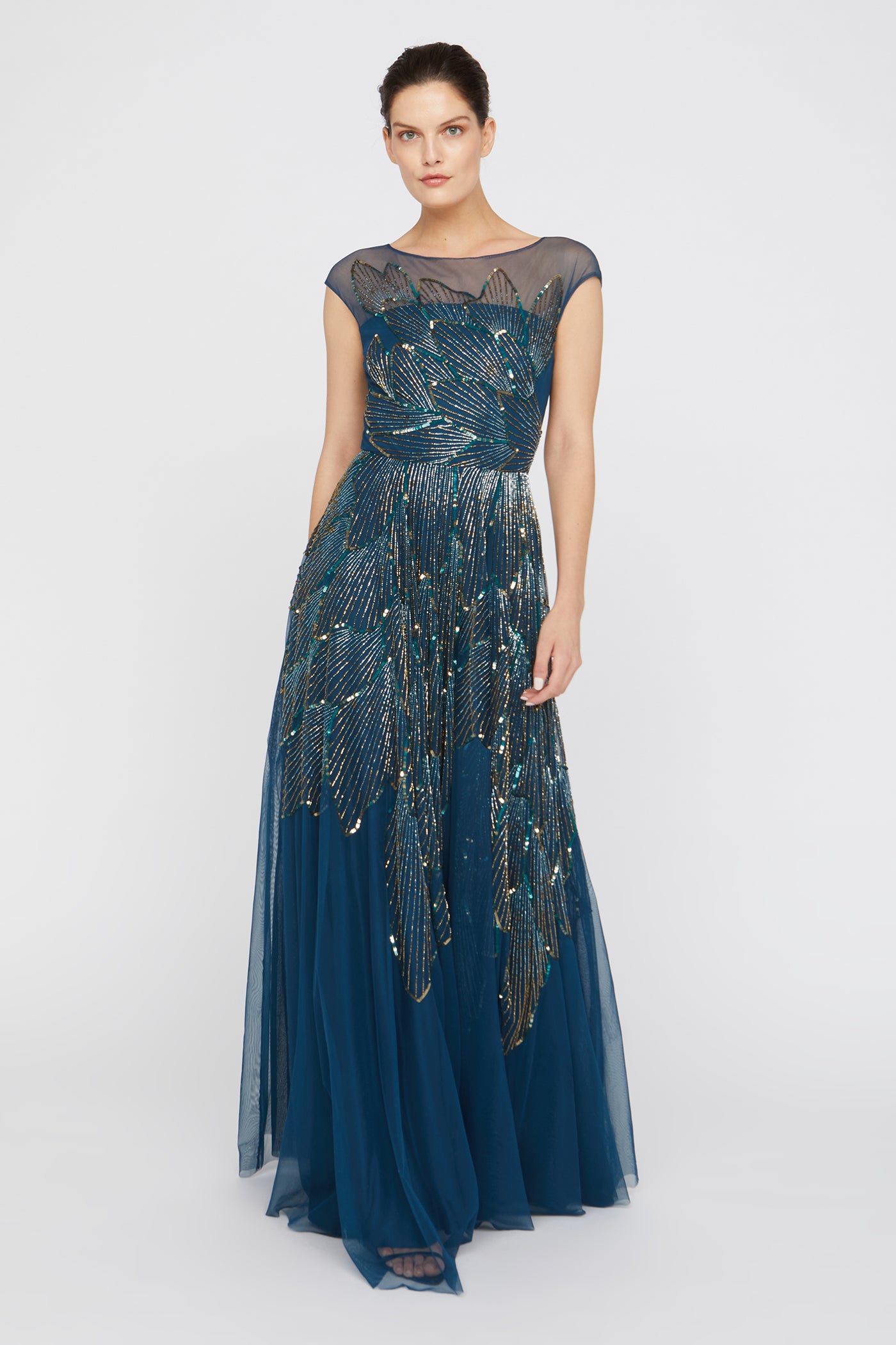 Ava Beaded Cap Sleeve Gown – THEIA