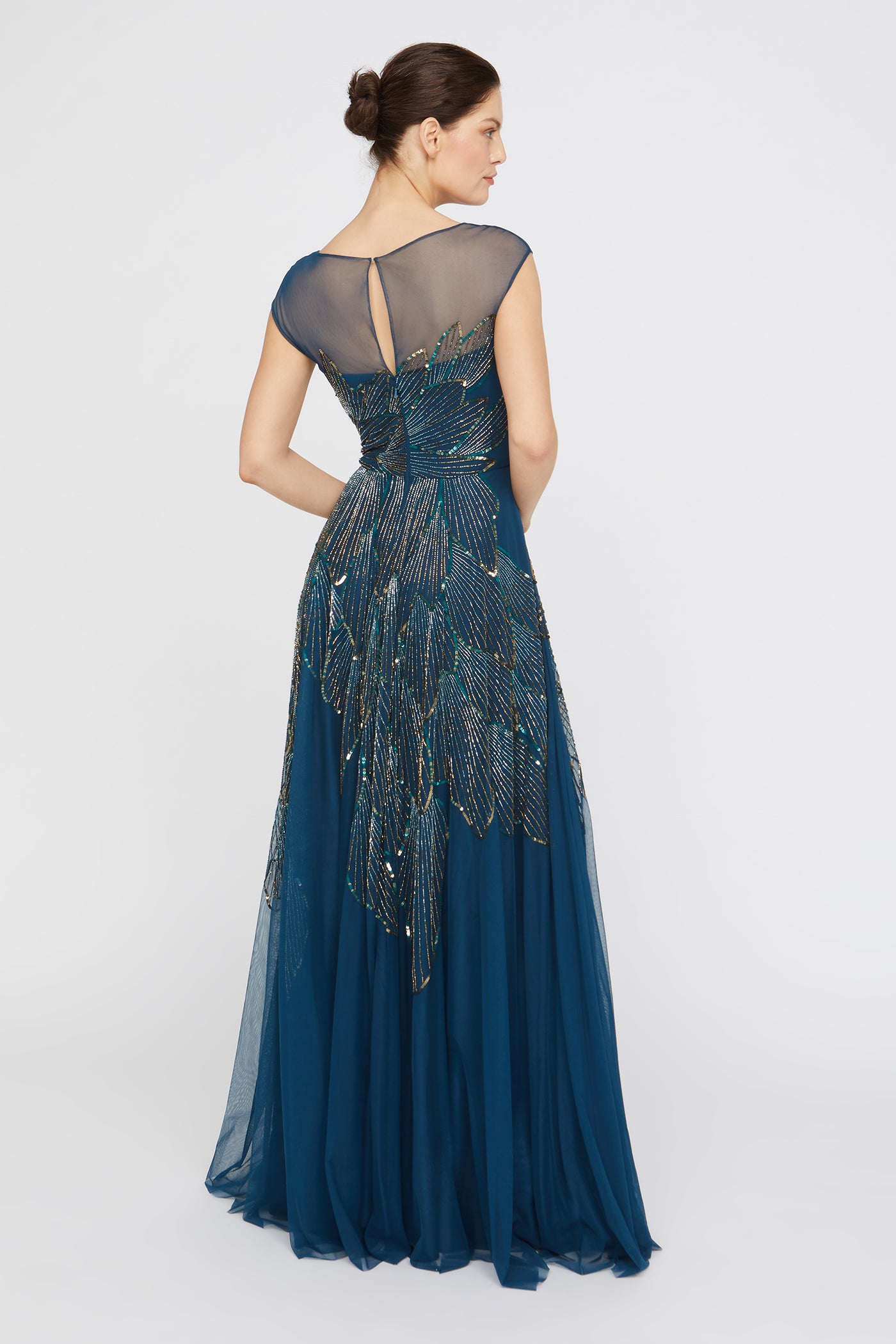 Ava Beaded Cap Sleeve Gown