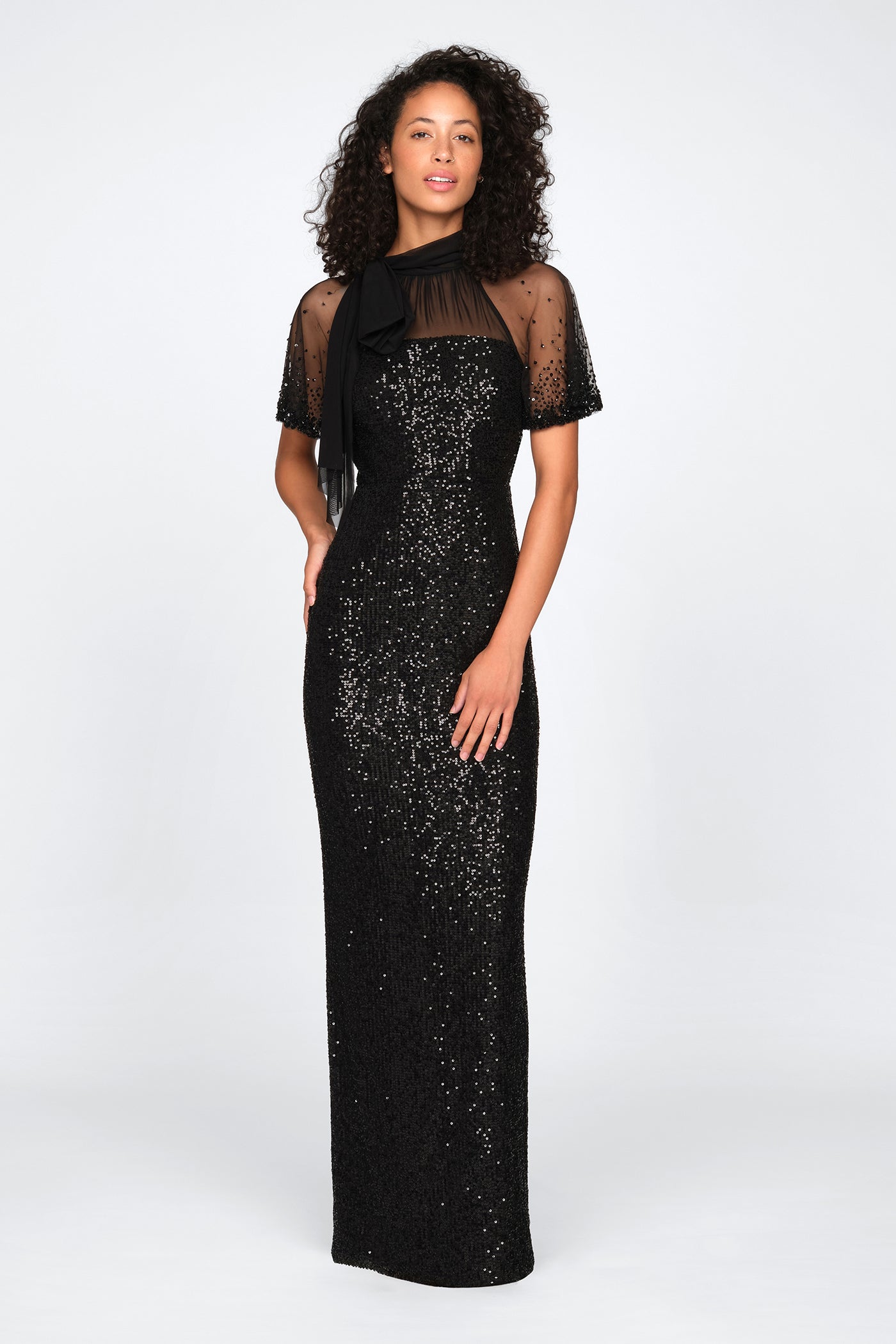 Violette Neck Tie Gown 12 / Black