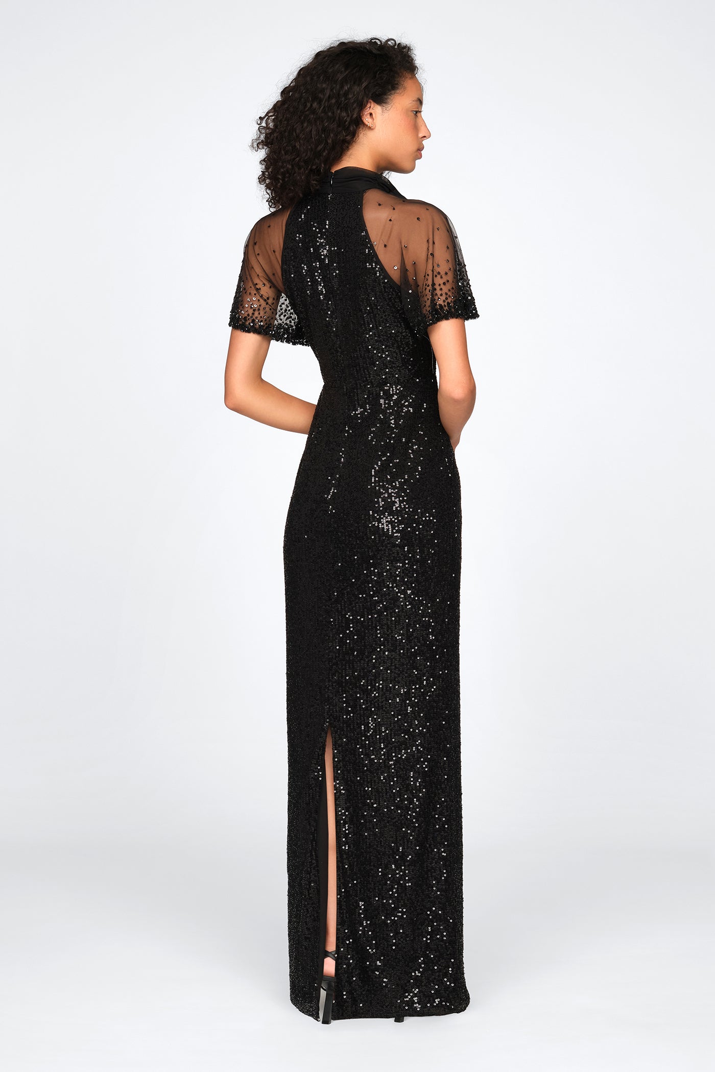black dress tie neck MAREN SATIN HALTER MAXI Dress | Tie-Neck Wedding Guest Dress main image 1
