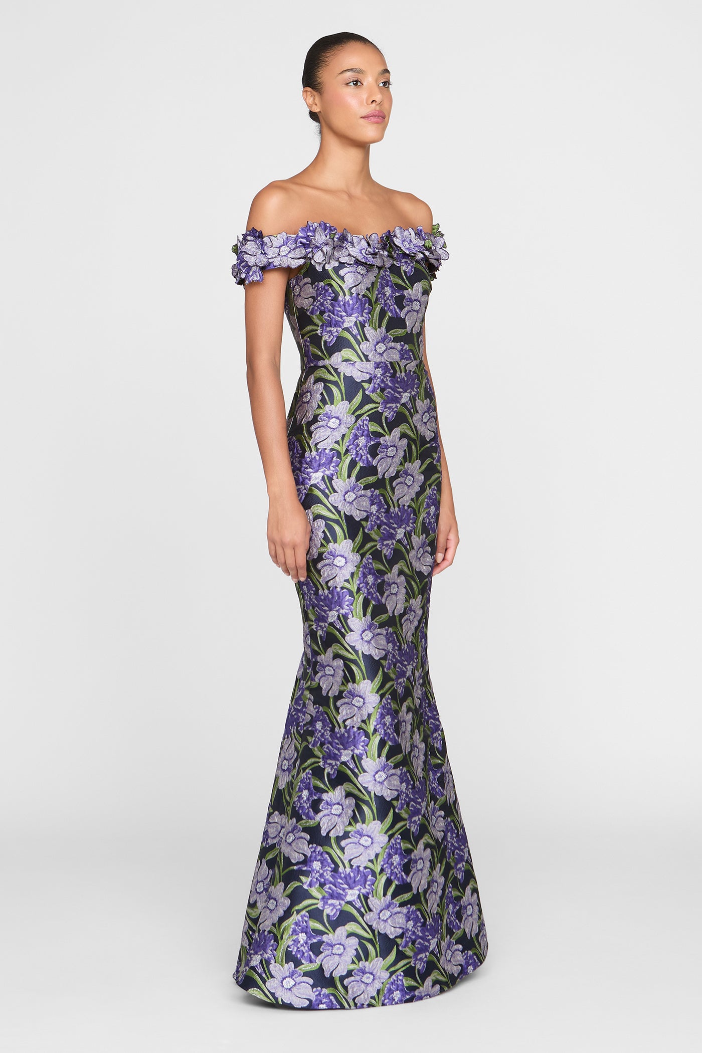 Olyssia Fit And Flare Gown 6 / Iris Bloom / Navy Olyssia Fit And Flare Gown 6 / Iris Bloom / Navy
