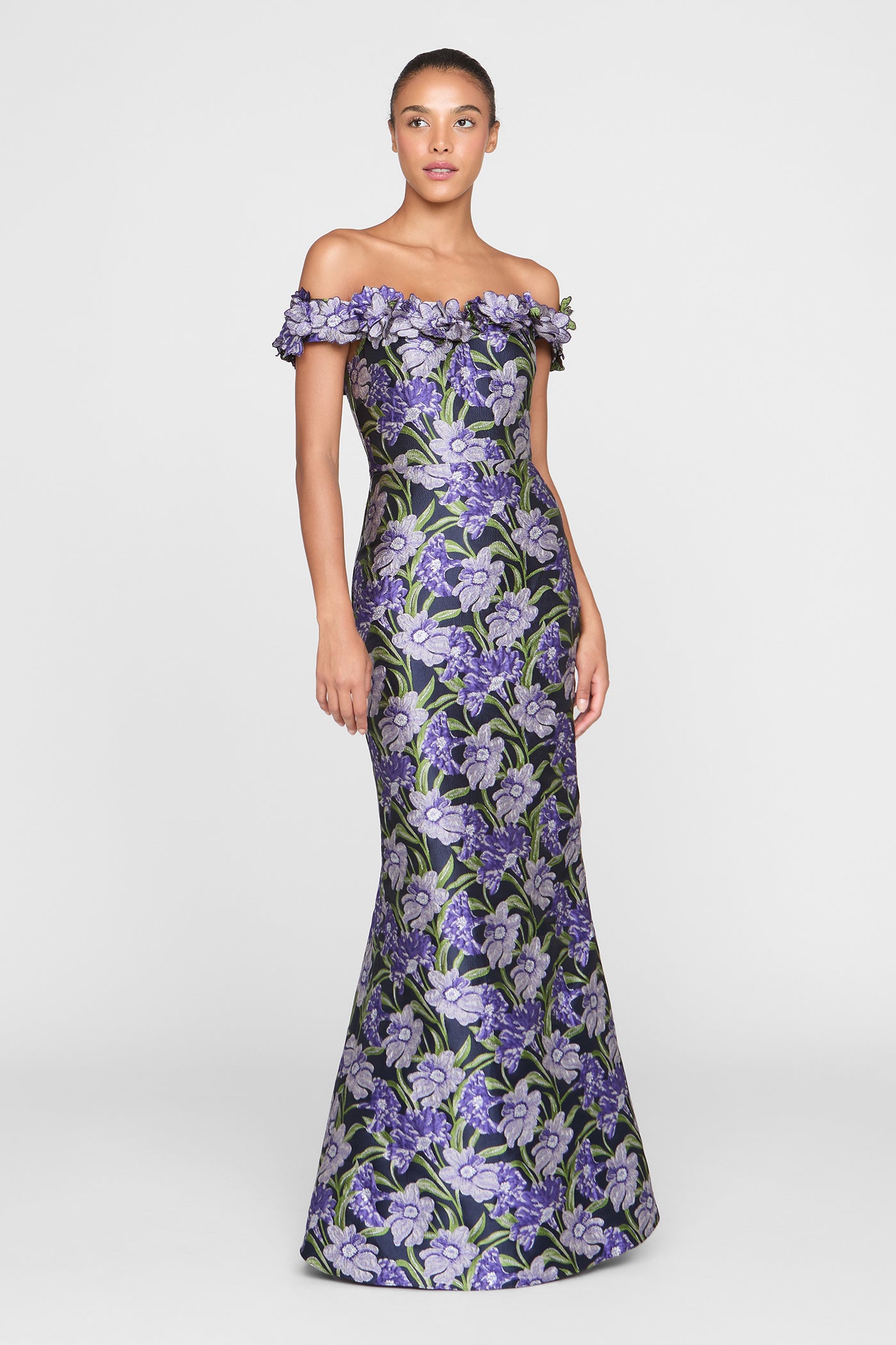 Olyssia Fit And Flare Gown 6 / Iris Bloom / Navy Olyssia Fit And Flare Gown 6 / Iris Bloom / Navy