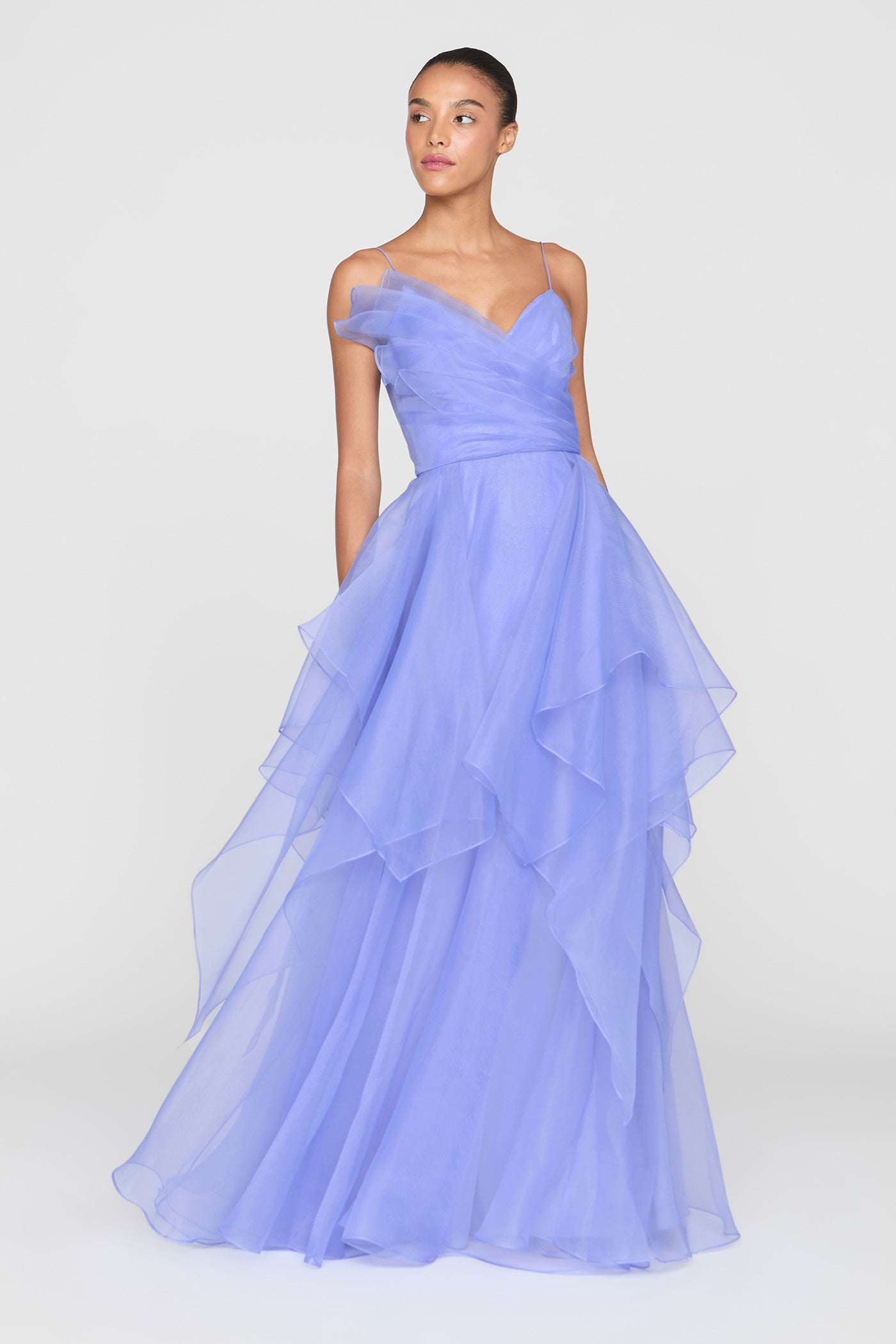 Theia Women's Adessia Strapless Tiered Gown - Deep Periwinkle