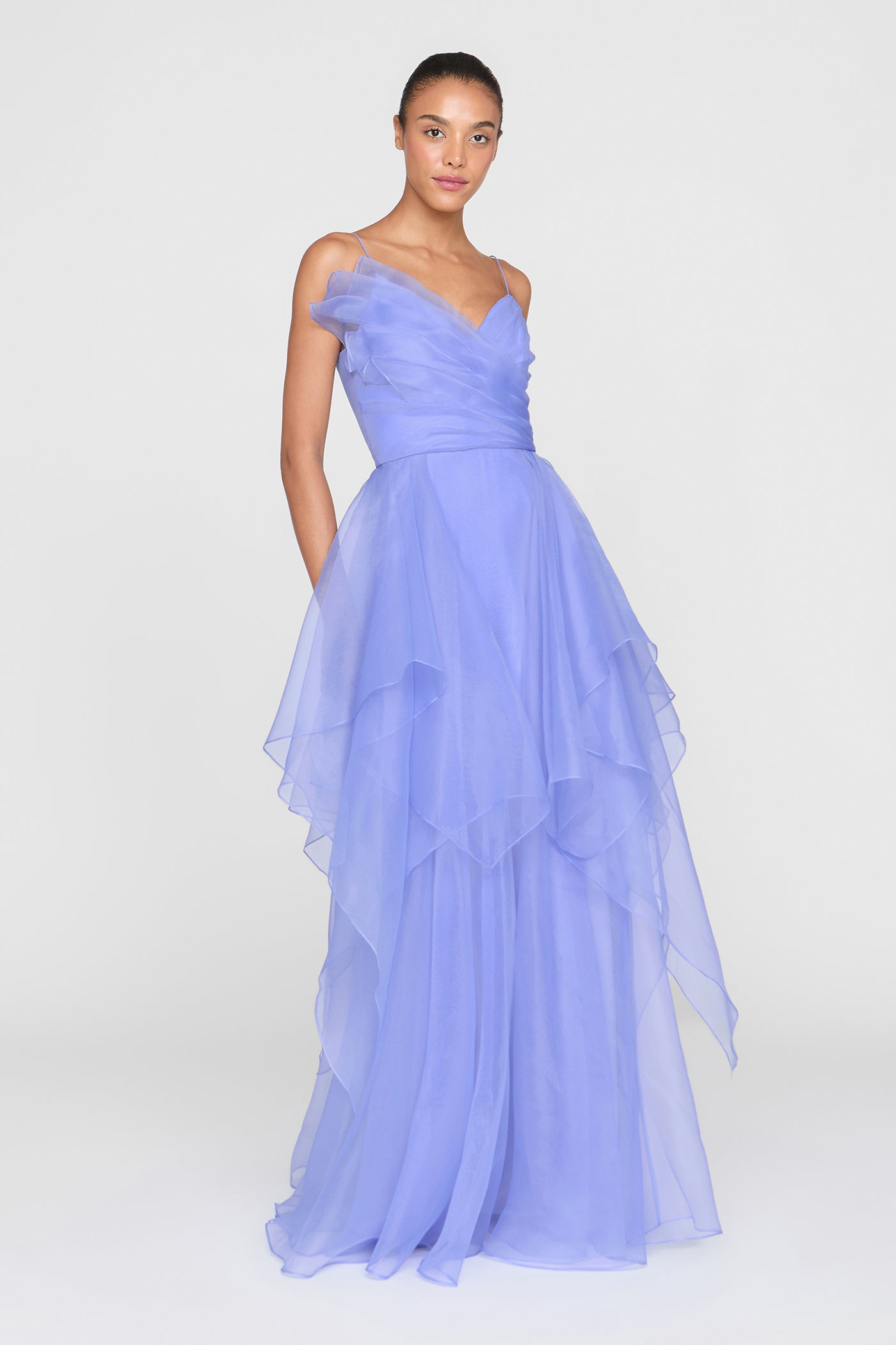 Theia Women's Adessia Strapless Tiered Gown - Deep Periwinkle