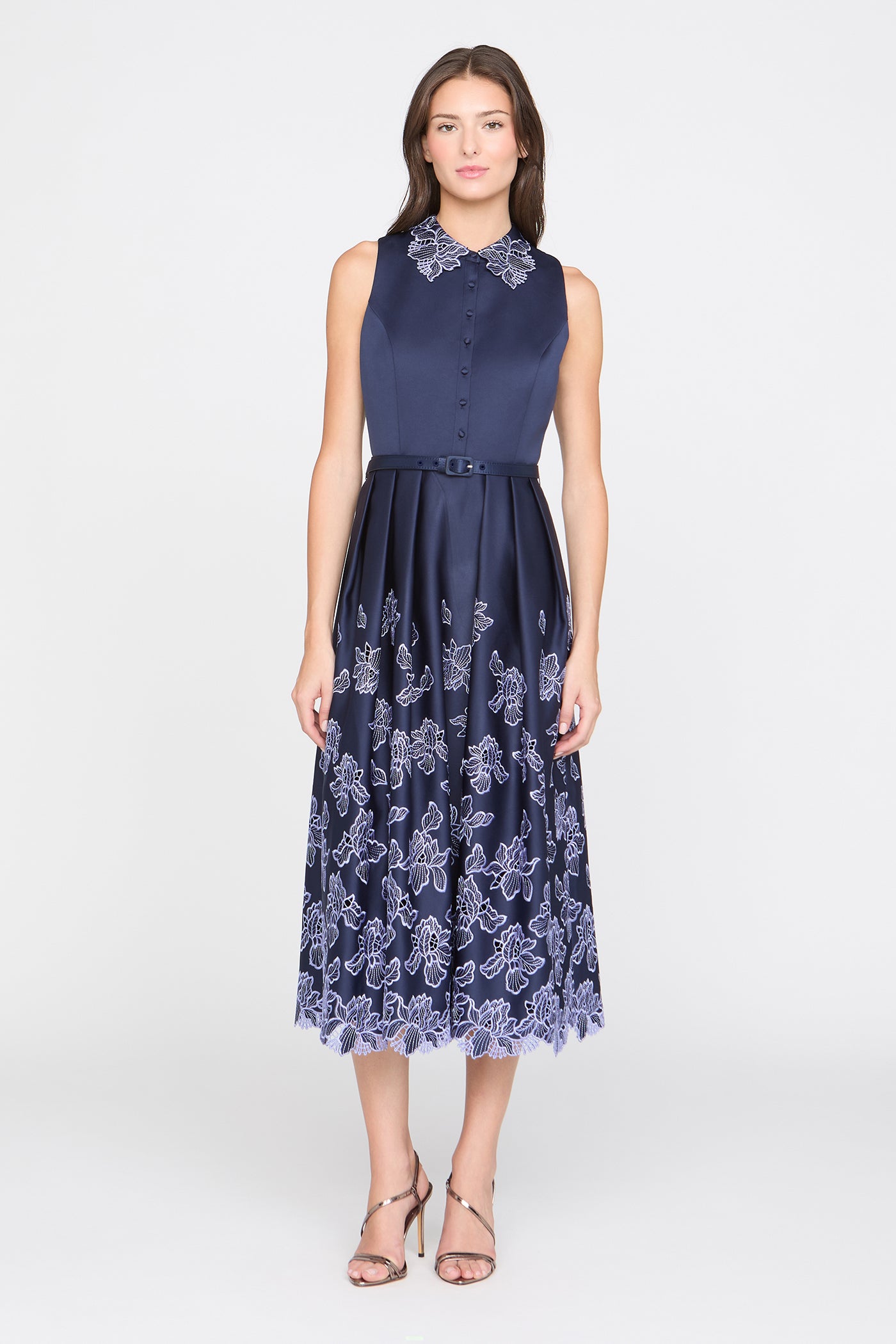 Theia Merisel Sleeveless Shirt Dress - Navy / Deep Periwinkle