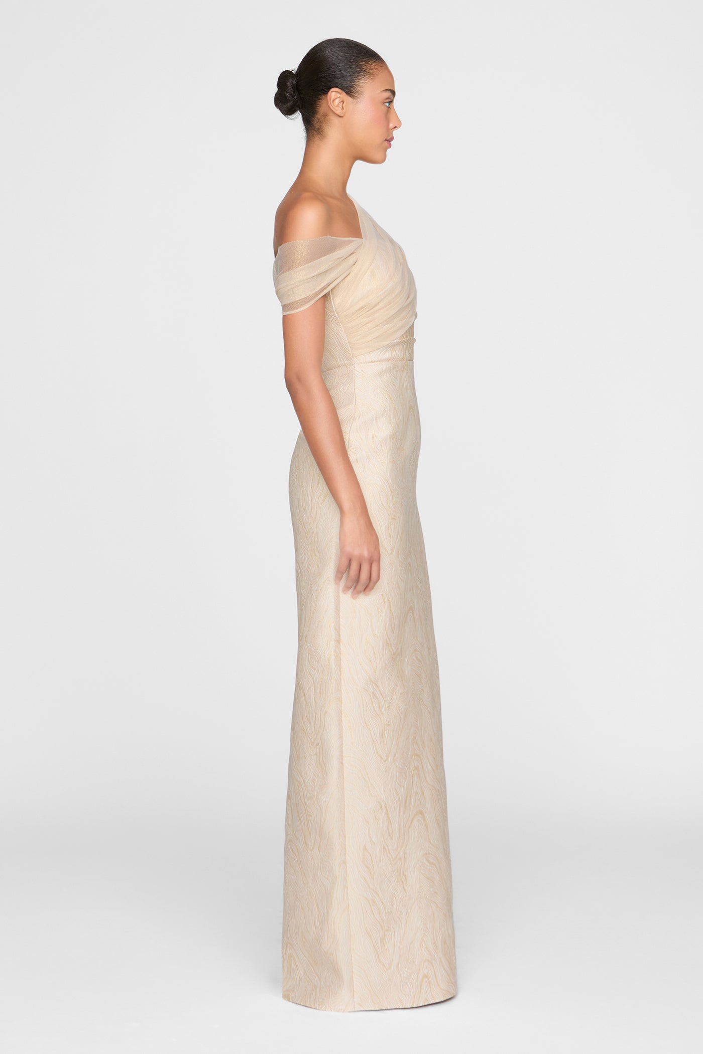 Zara Draped Shawl Column Dress