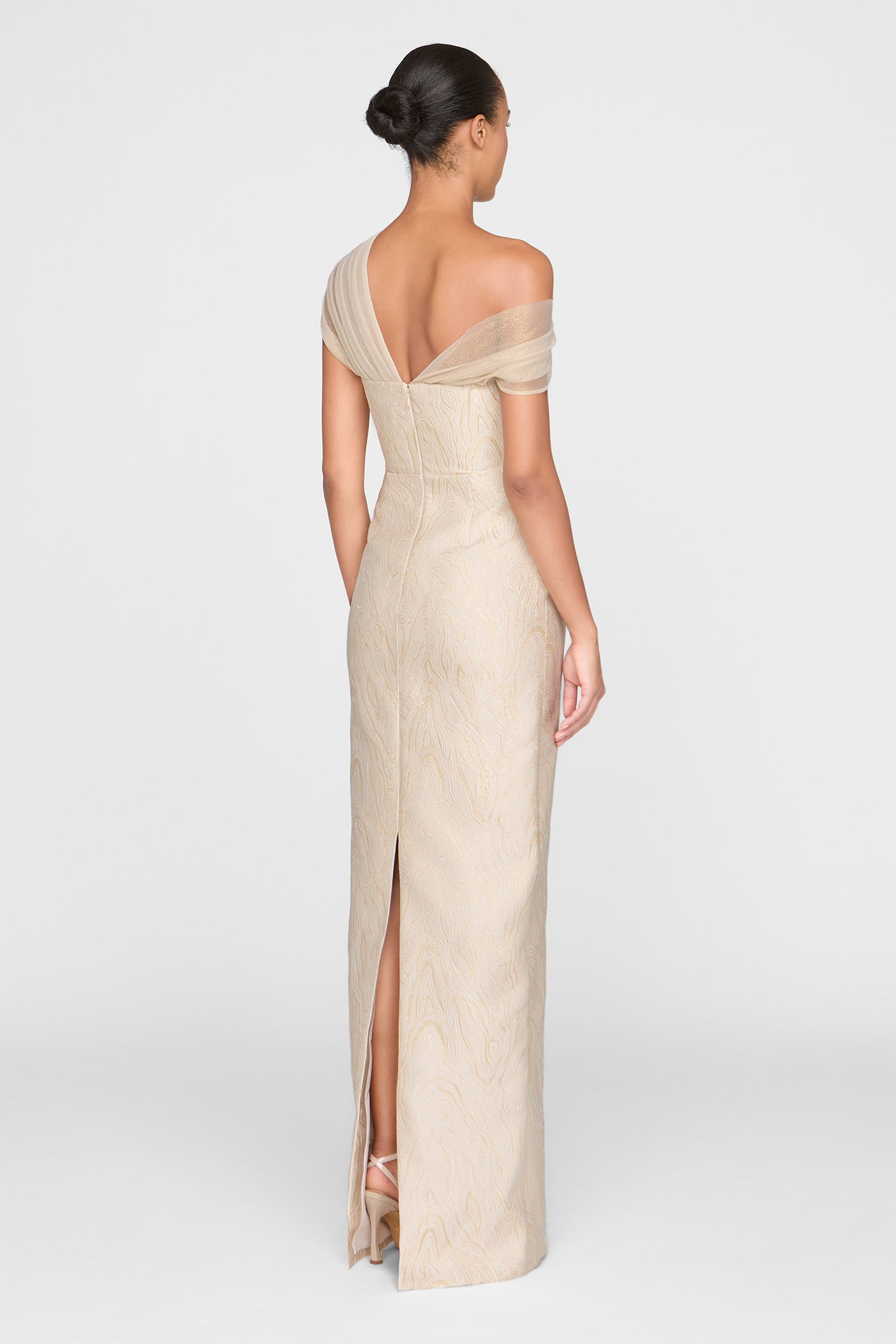 Zara Draped Shawl Column Dress 8 / Champagne