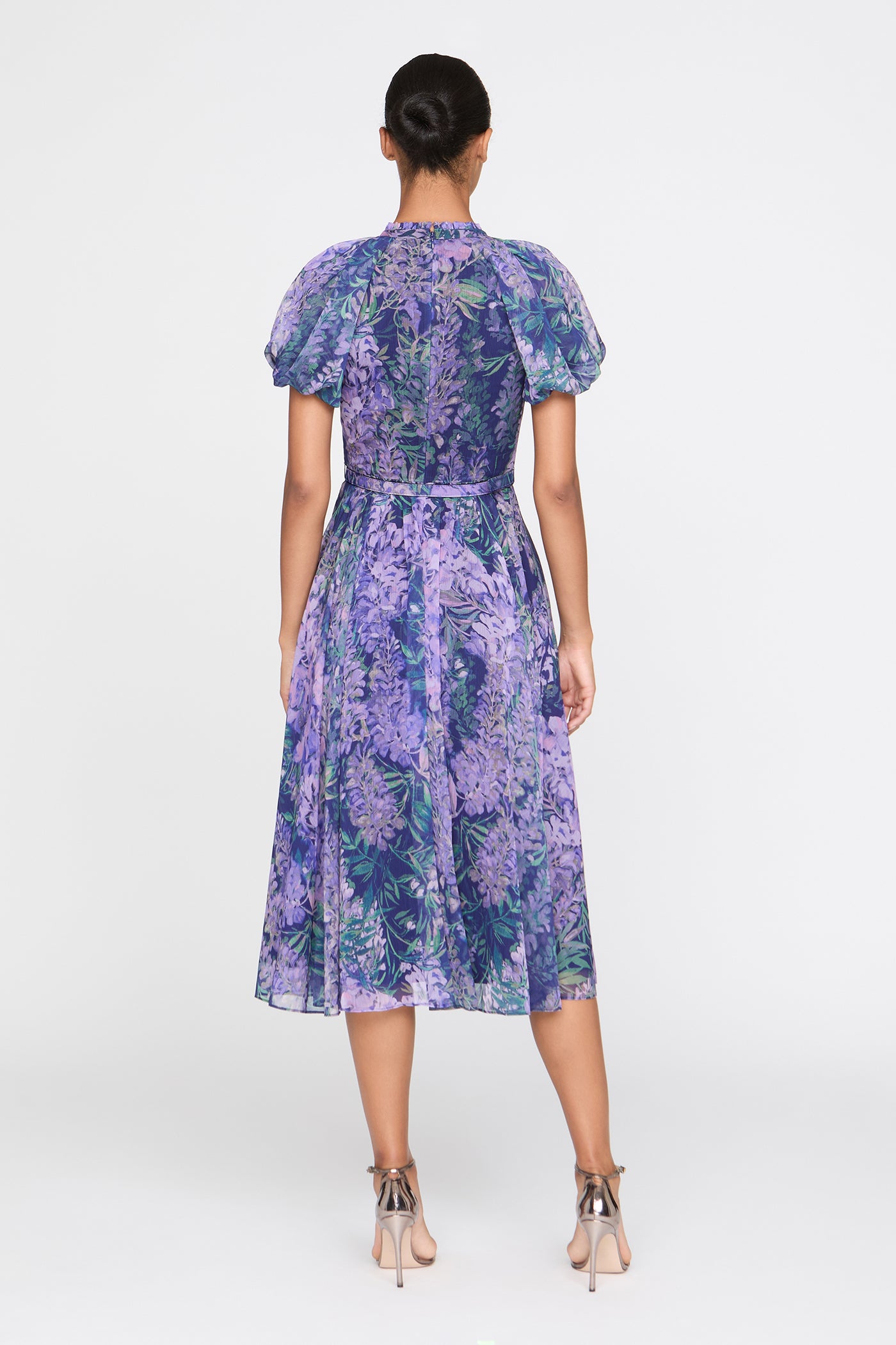 midi day dress Melody Floral Line Silhouette Midi Length Detachable Belt REF Dayla Polka Dot Day Dress