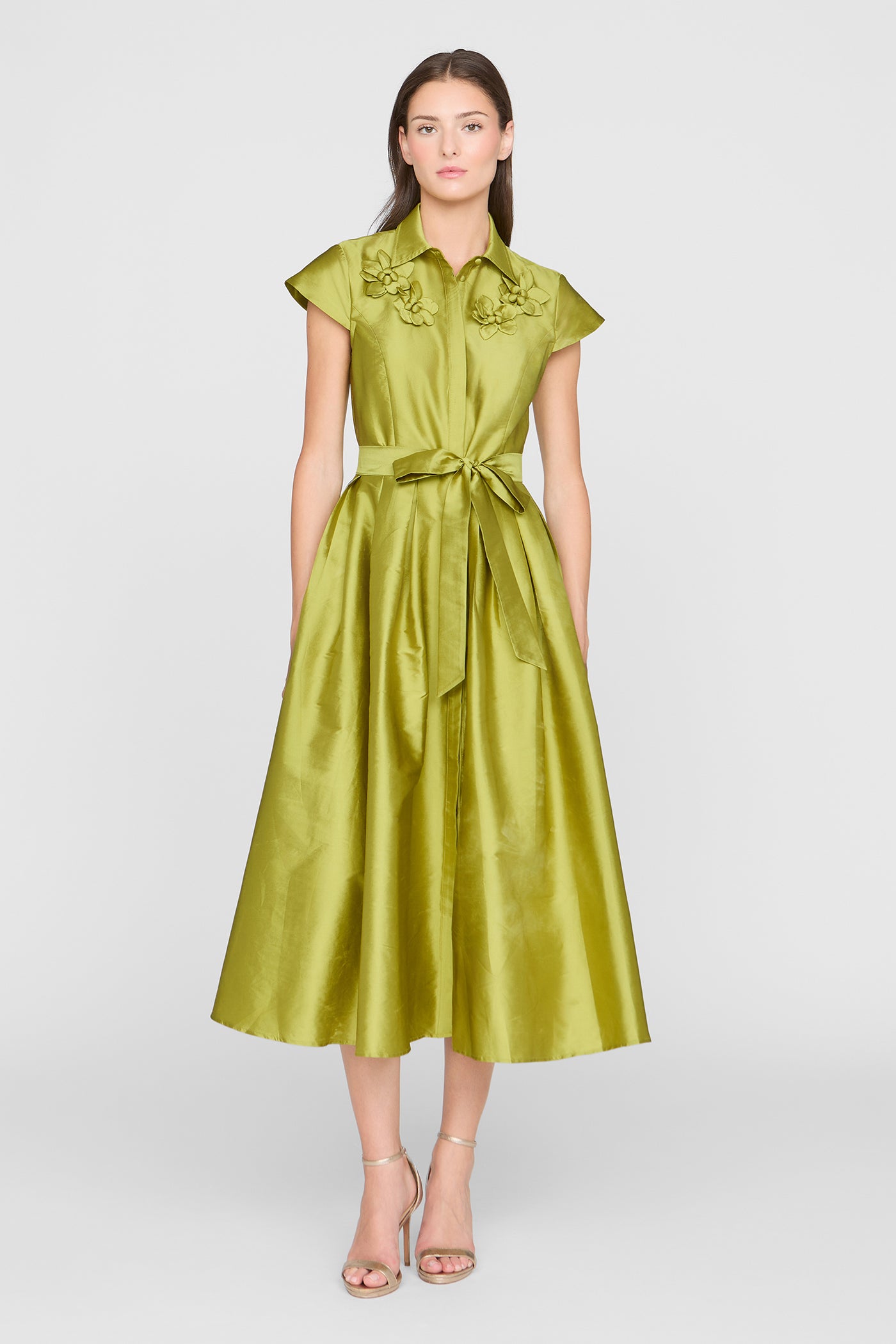 Vada Taffeta Shirt Dress 0 / Peridot Vada Taffeta Shirt Dress 0 / Peridot