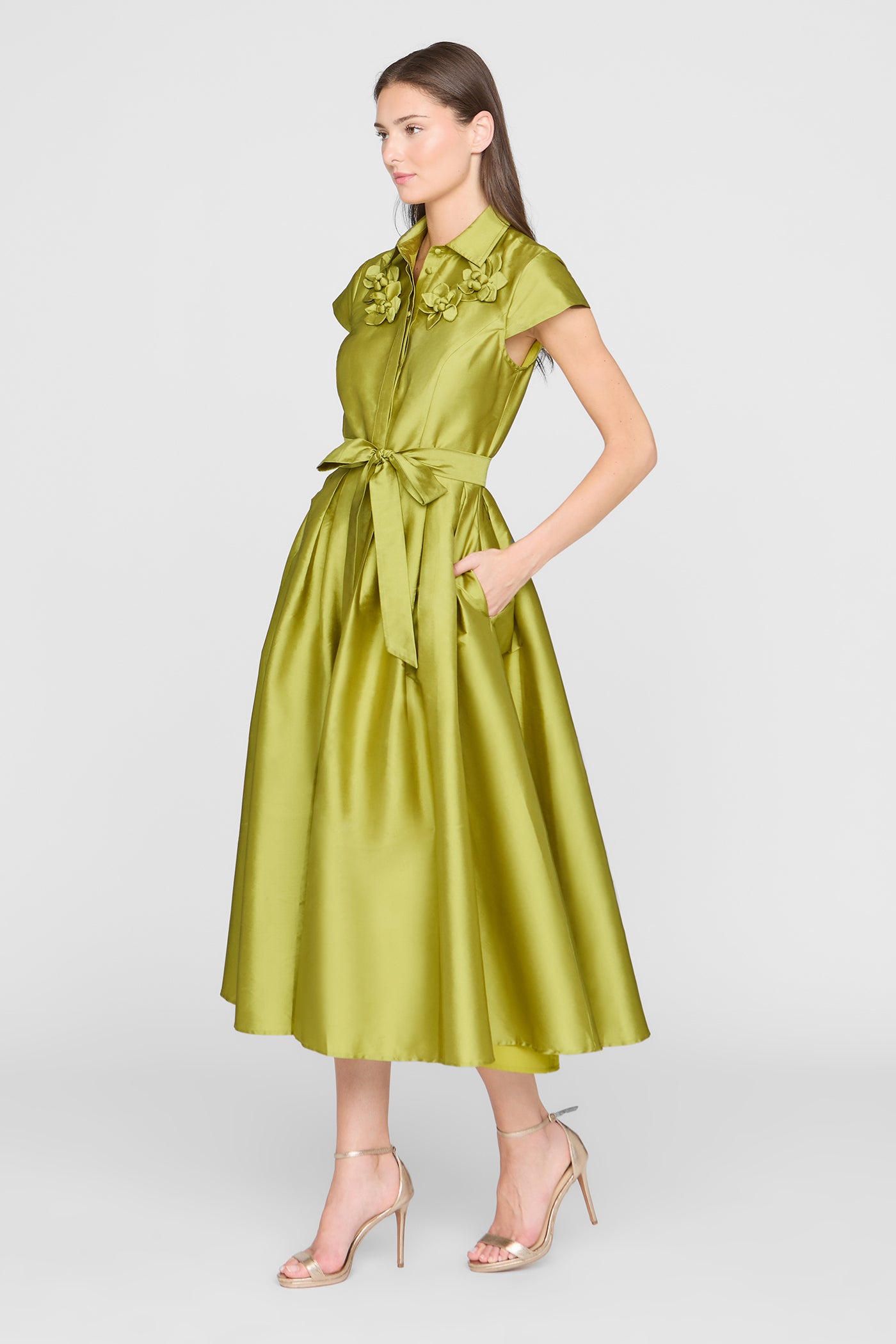Vada Taffeta Shirt Dress – THEIA