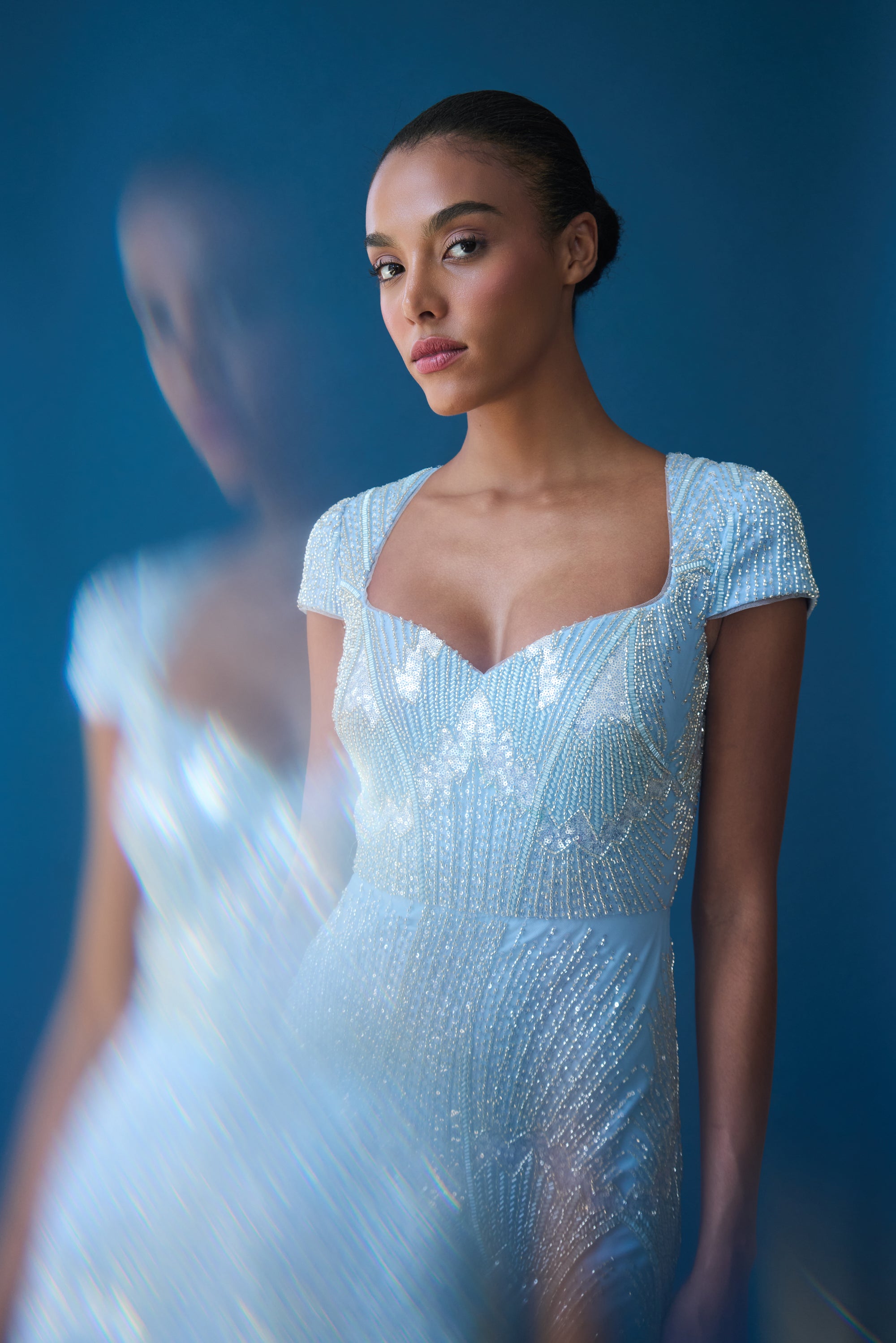 Zula Beaded Fit And Flare Gown 2 / Serenity Blue Zula Beaded Fit And Flare Gown 2 / Serenity Blue