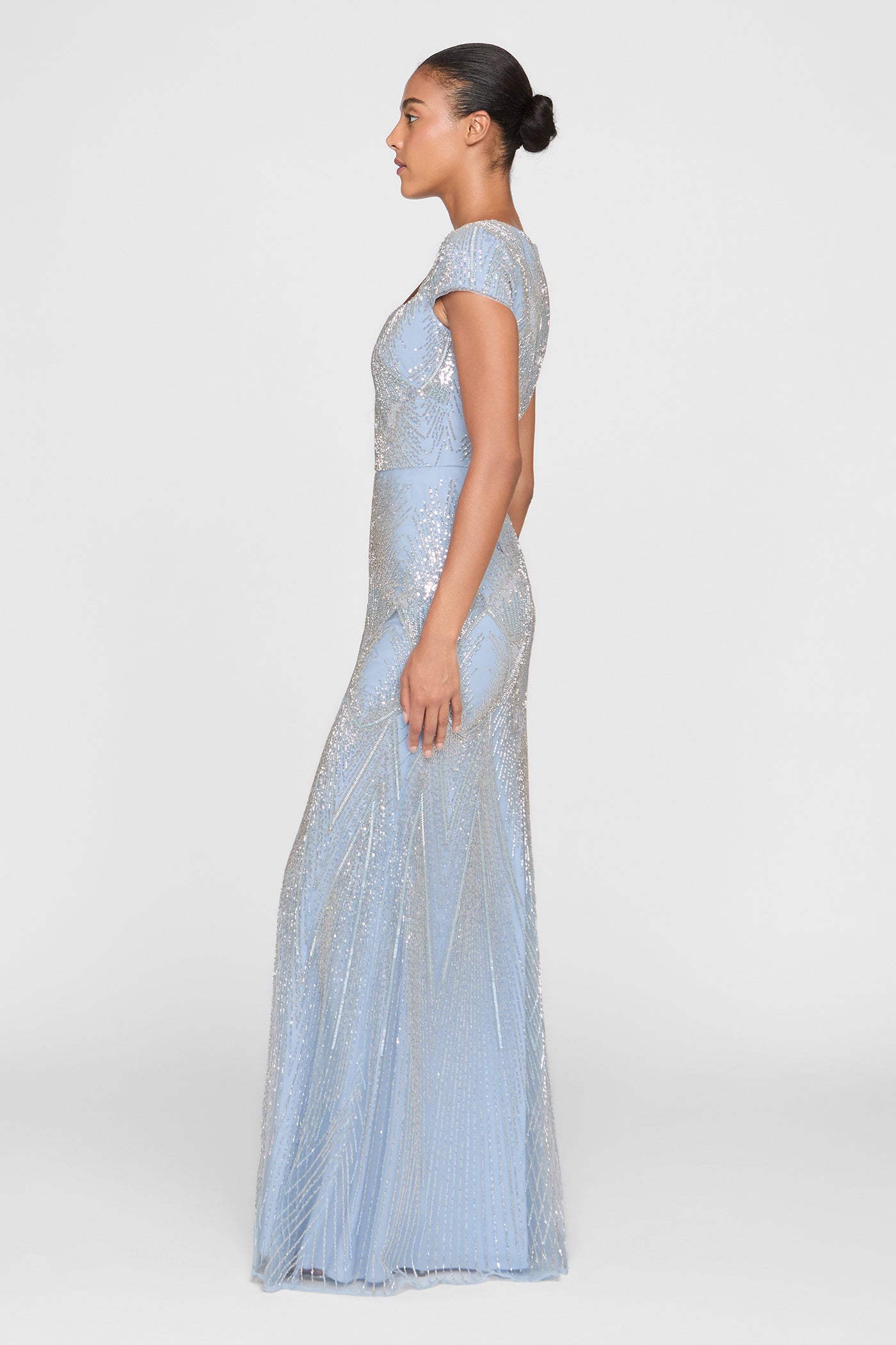 light blue fit and flare dress Sky Blue Fit-and-Flare Cotton Poplin Midi Dress for Women