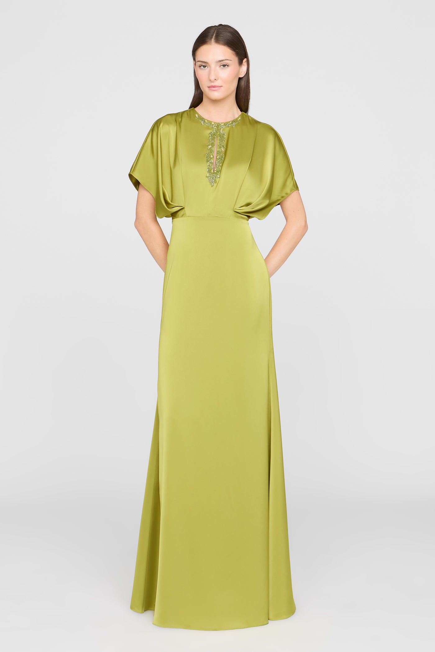 fern green dress Fit And Flare Gown 0 / Peridot reflecting the time and OOTD Women Color:Brown Floral Sage Green Dress ASOS